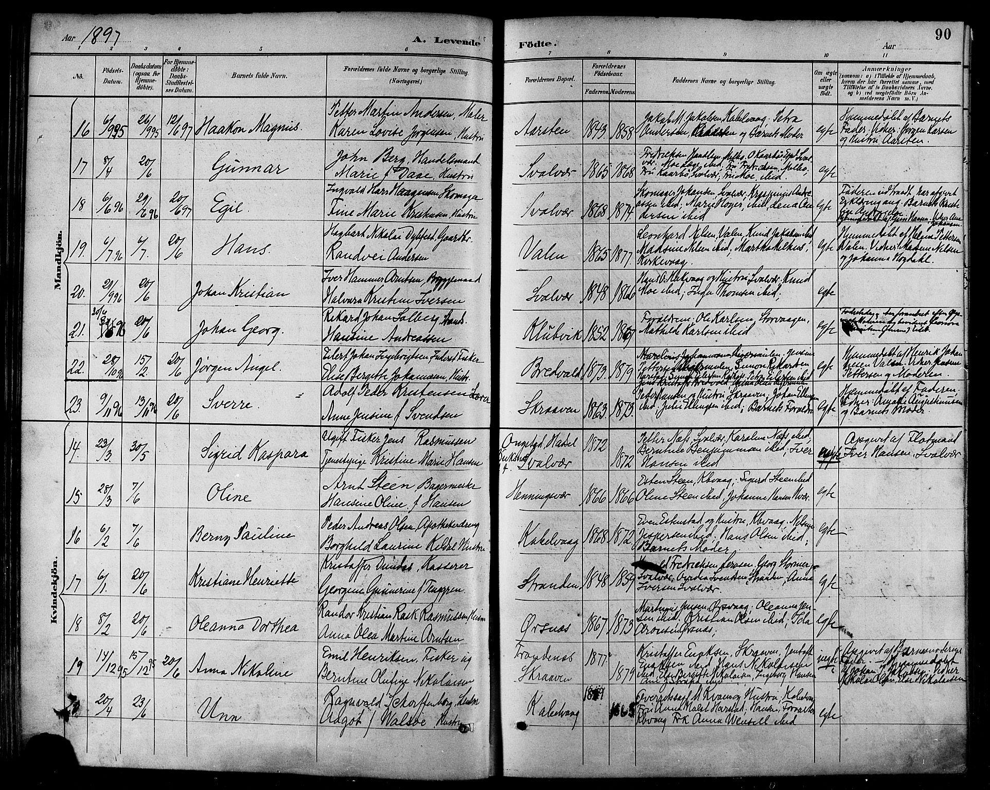 Ministerialprotokoller, klokkerbøker og fødselsregistre - Nordland, SAT/A-1459/874/L1060: Parish register (official) no. 874A04, 1890-1899, p. 90