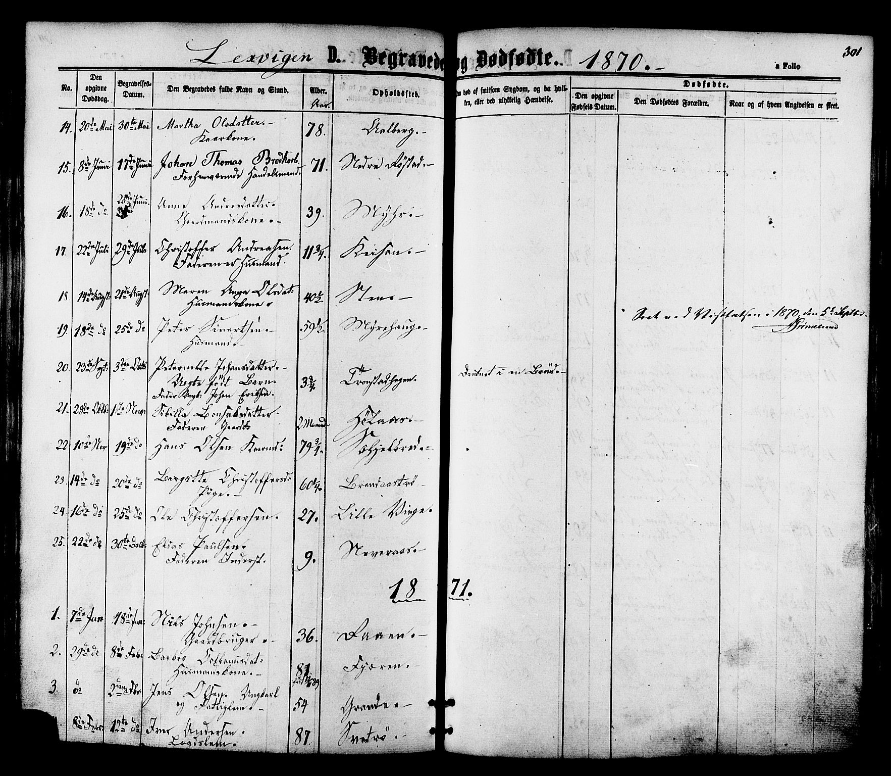 Ministerialprotokoller, klokkerbøker og fødselsregistre - Nord-Trøndelag, SAT/A-1458/701/L0009: Parish register (official) no. 701A09 /1, 1864-1882, p. 301