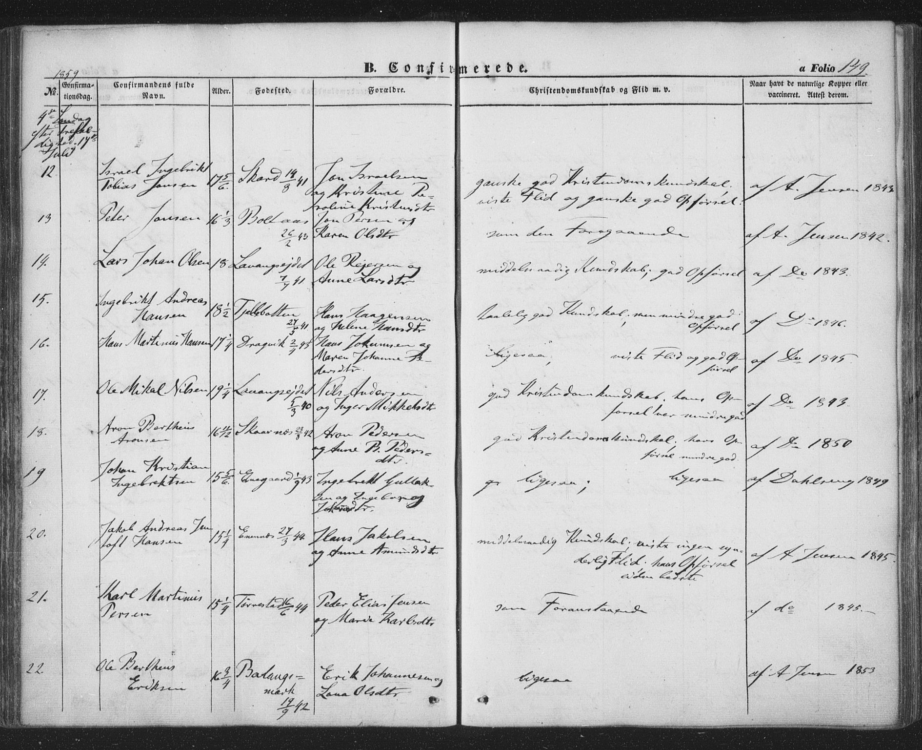 Ministerialprotokoller, klokkerbøker og fødselsregistre - Nordland, AV/SAT-A-1459/863/L0895: Parish register (official) no. 863A07, 1851-1860, p. 149