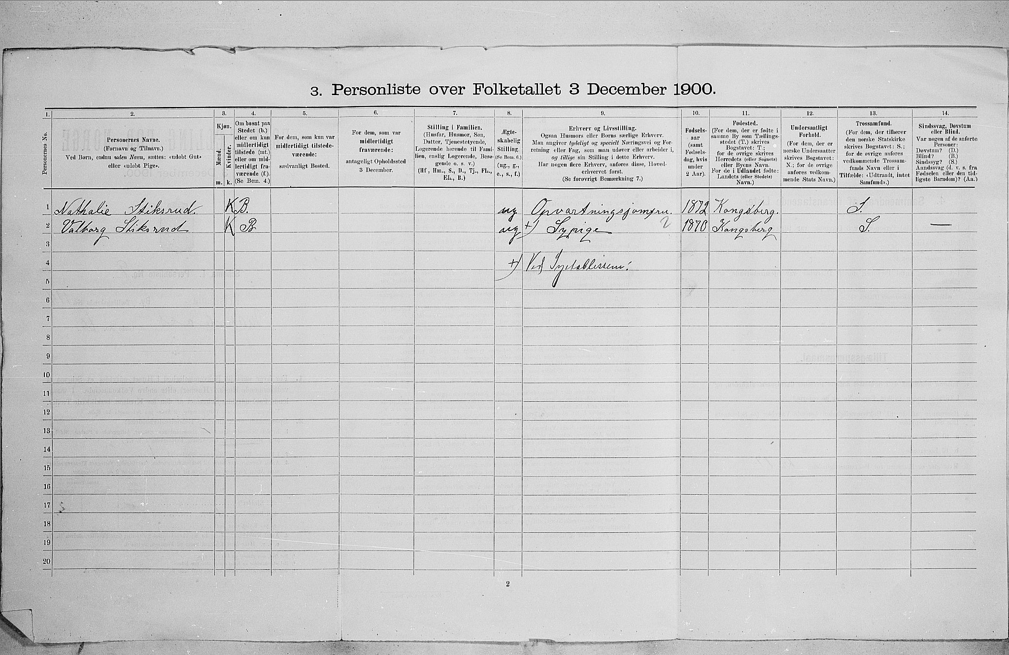 SAO, 1900 census for Kristiania, 1900, p. 55015