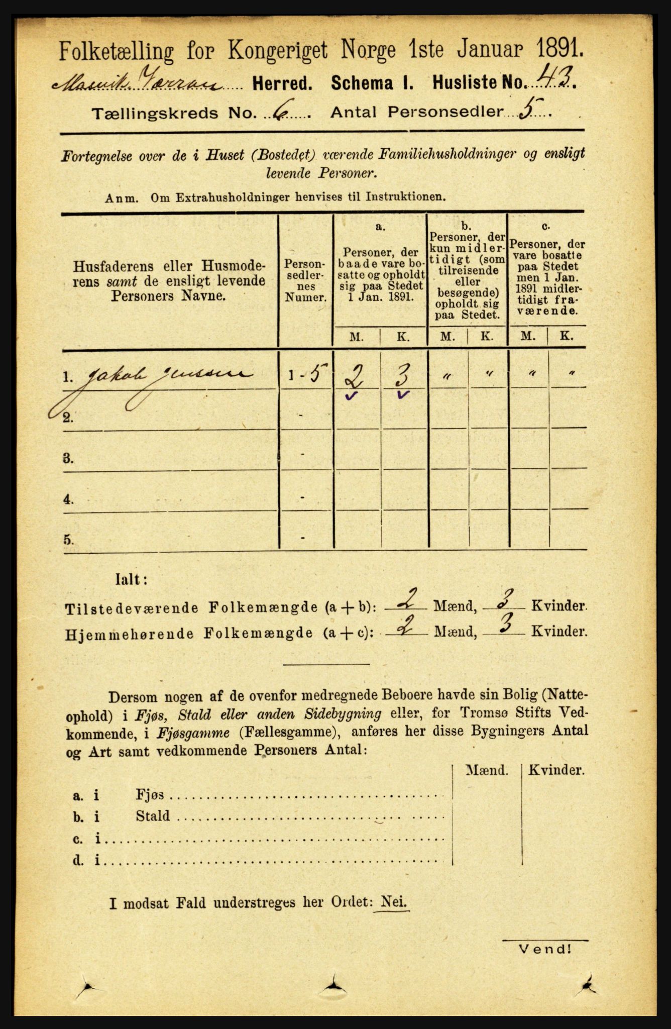 RA, 1891 census for 1723 Mosvik og Verran, 1891, p. 2430