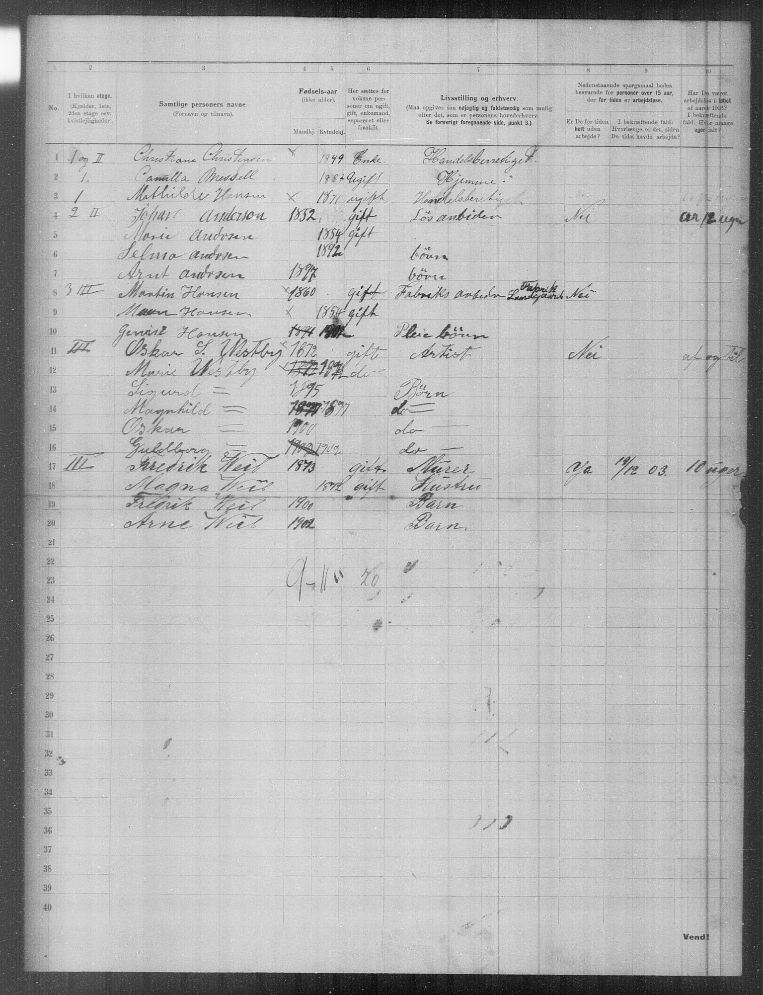 OBA, Municipal Census 1903 for Kristiania, 1903, p. 4954