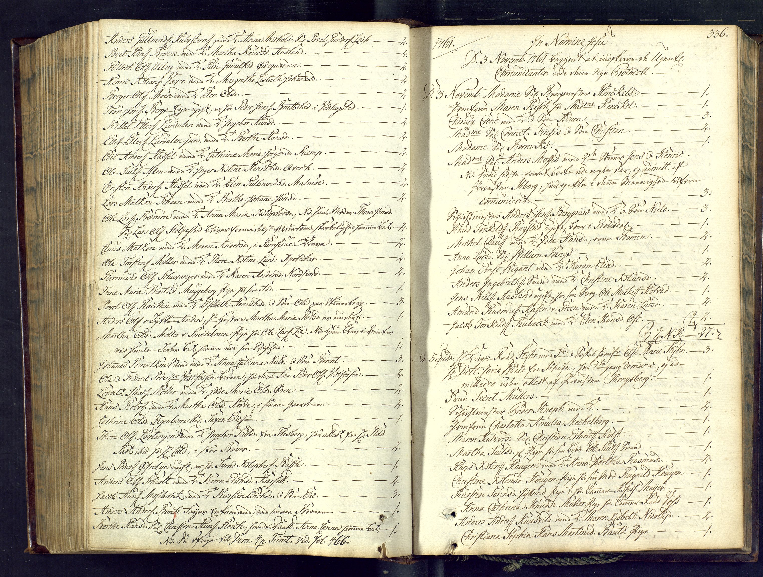 Kongsberg kirkebøker, AV/SAKO-A-22/M/Ma/L0006: Communicants register no. 6, 1761-1766, p. 336