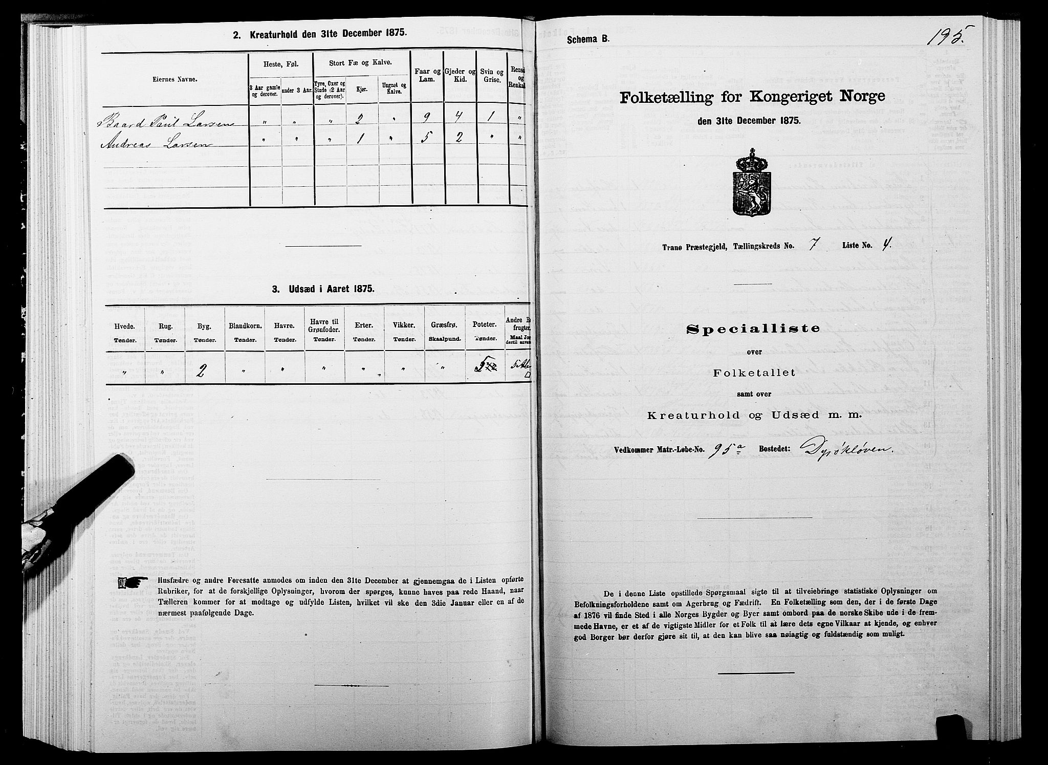 SATØ, 1875 census for 1927P Tranøy, 1875, p. 3195