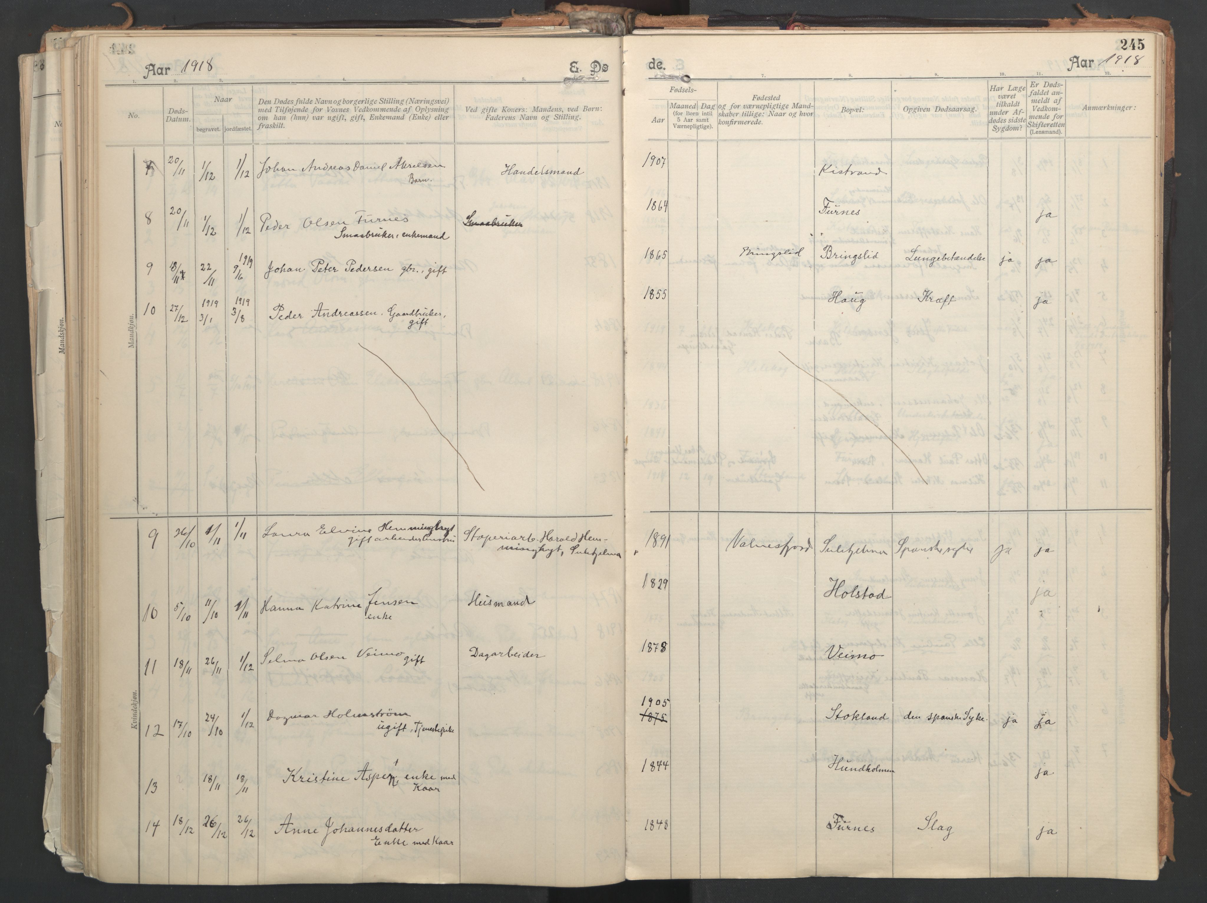 Ministerialprotokoller, klokkerbøker og fødselsregistre - Nordland, AV/SAT-A-1459/851/L0724: Parish register (official) no. 851A01, 1901-1922, p. 245