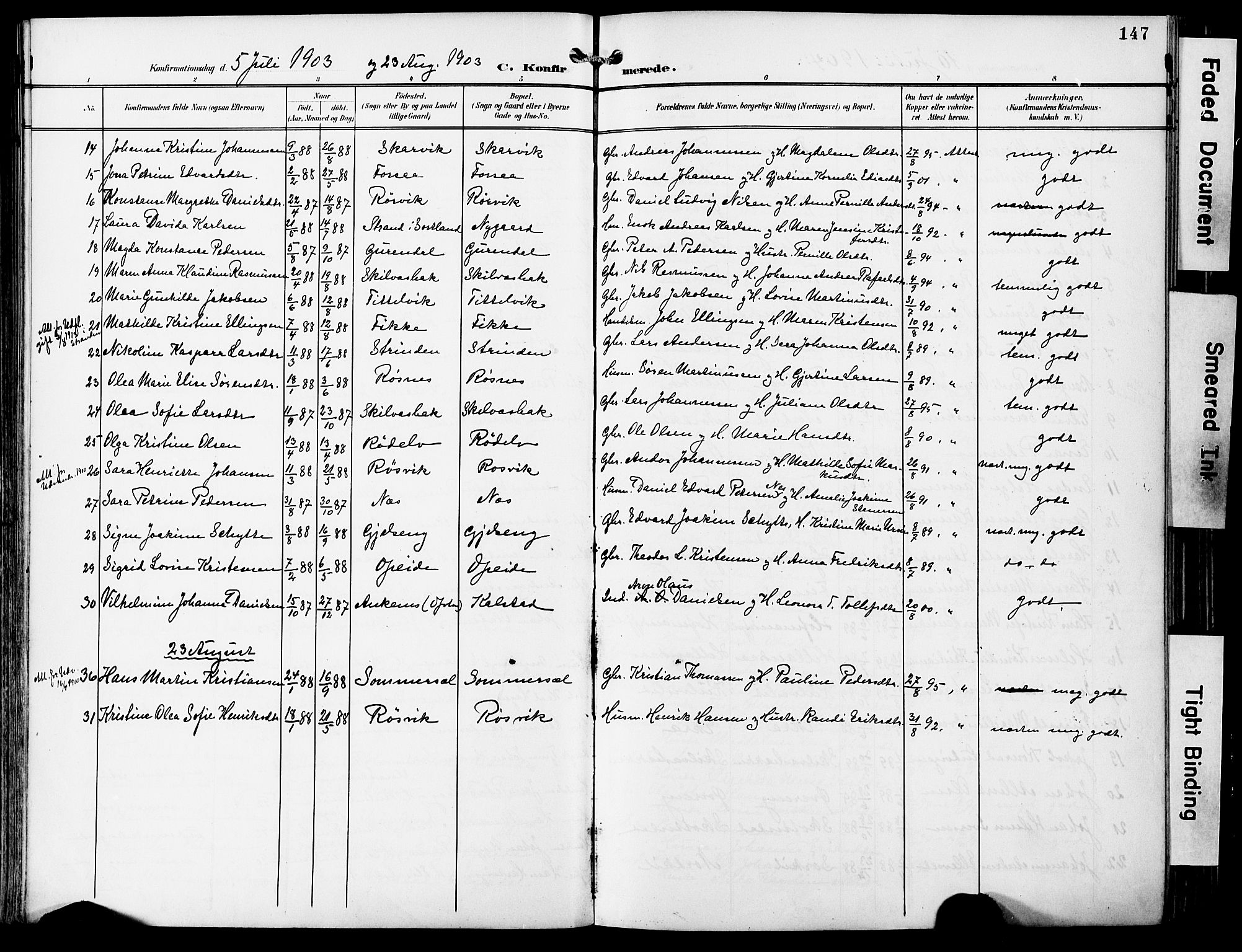 Ministerialprotokoller, klokkerbøker og fødselsregistre - Nordland, SAT/A-1459/859/L0848: Parish register (official) no. 859A08, 1900-1912, p. 147