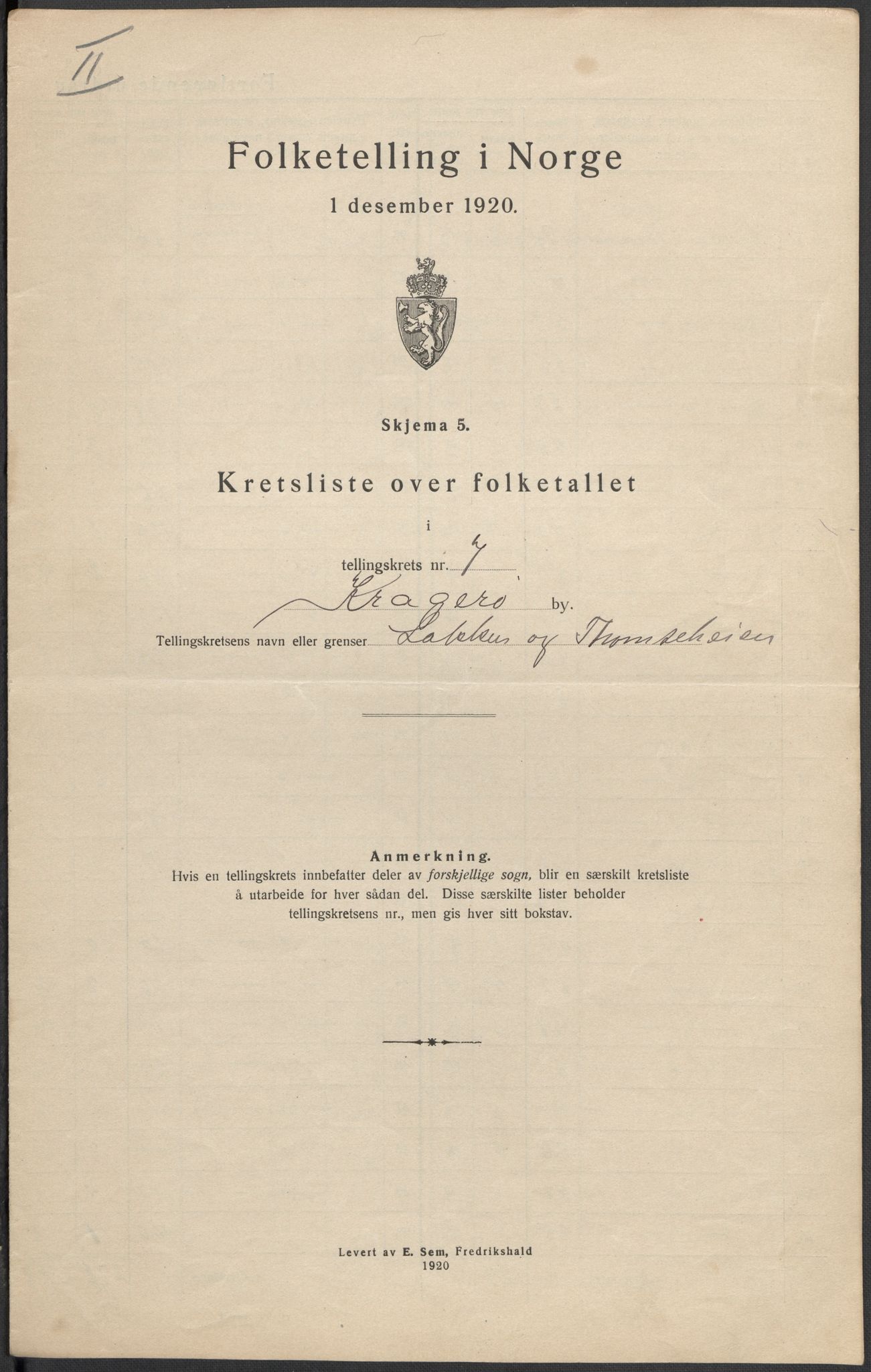 SAKO, 1920 census for Kragerø, 1920, p. 26