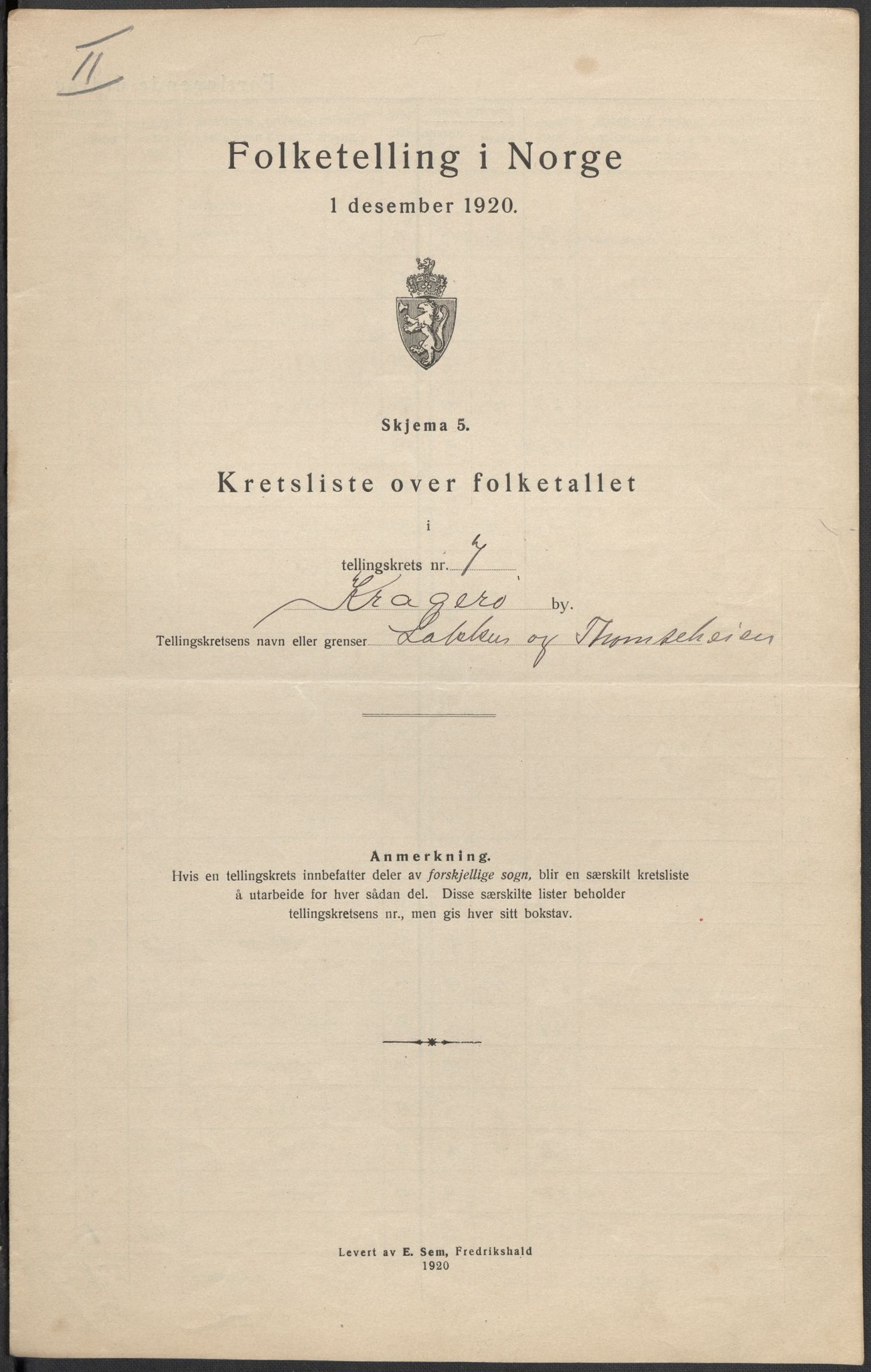 SAKO, 1920 census for Kragerø, 1920, p. 26