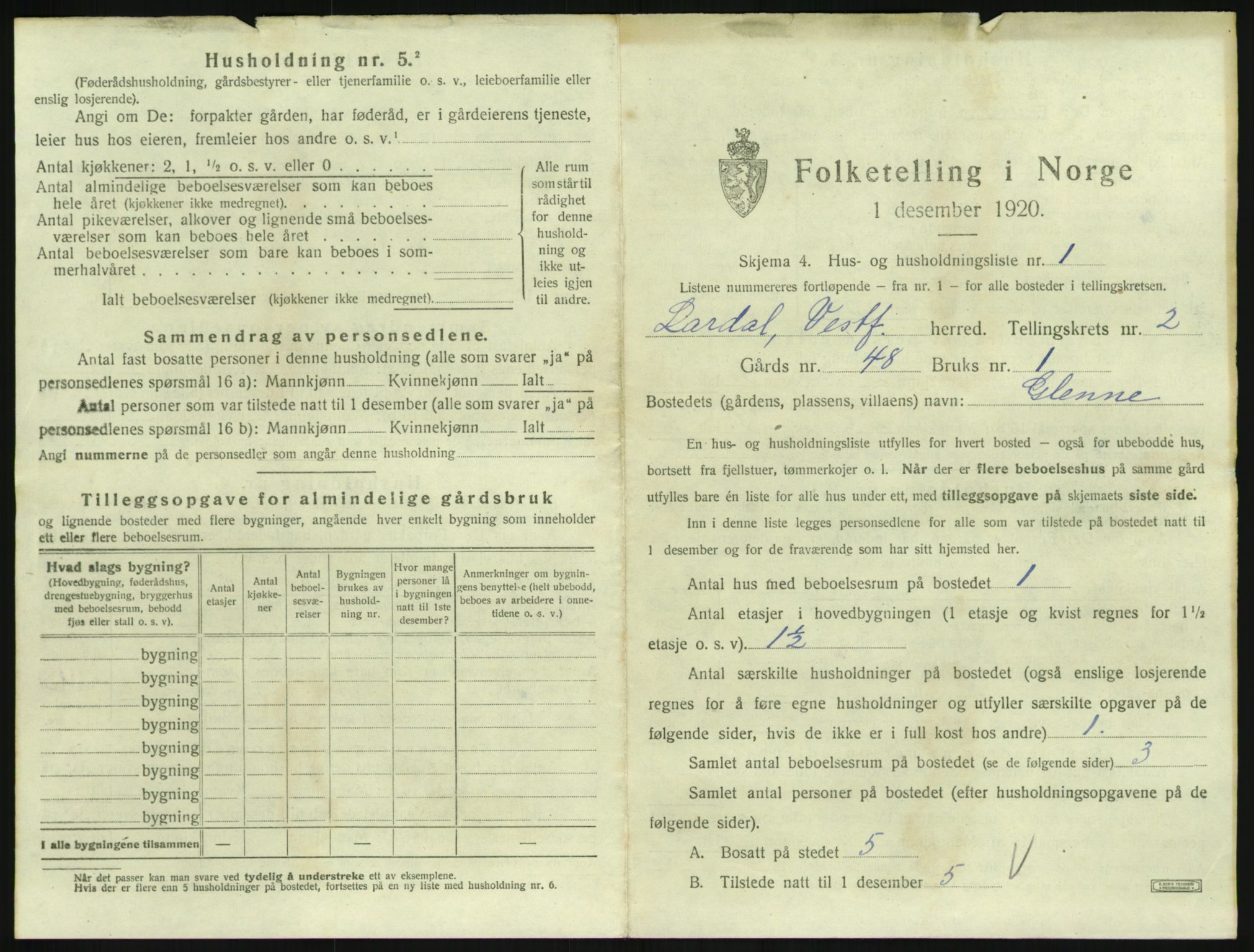 SAKO, 1920 census for Lardal, 1920, p. 211