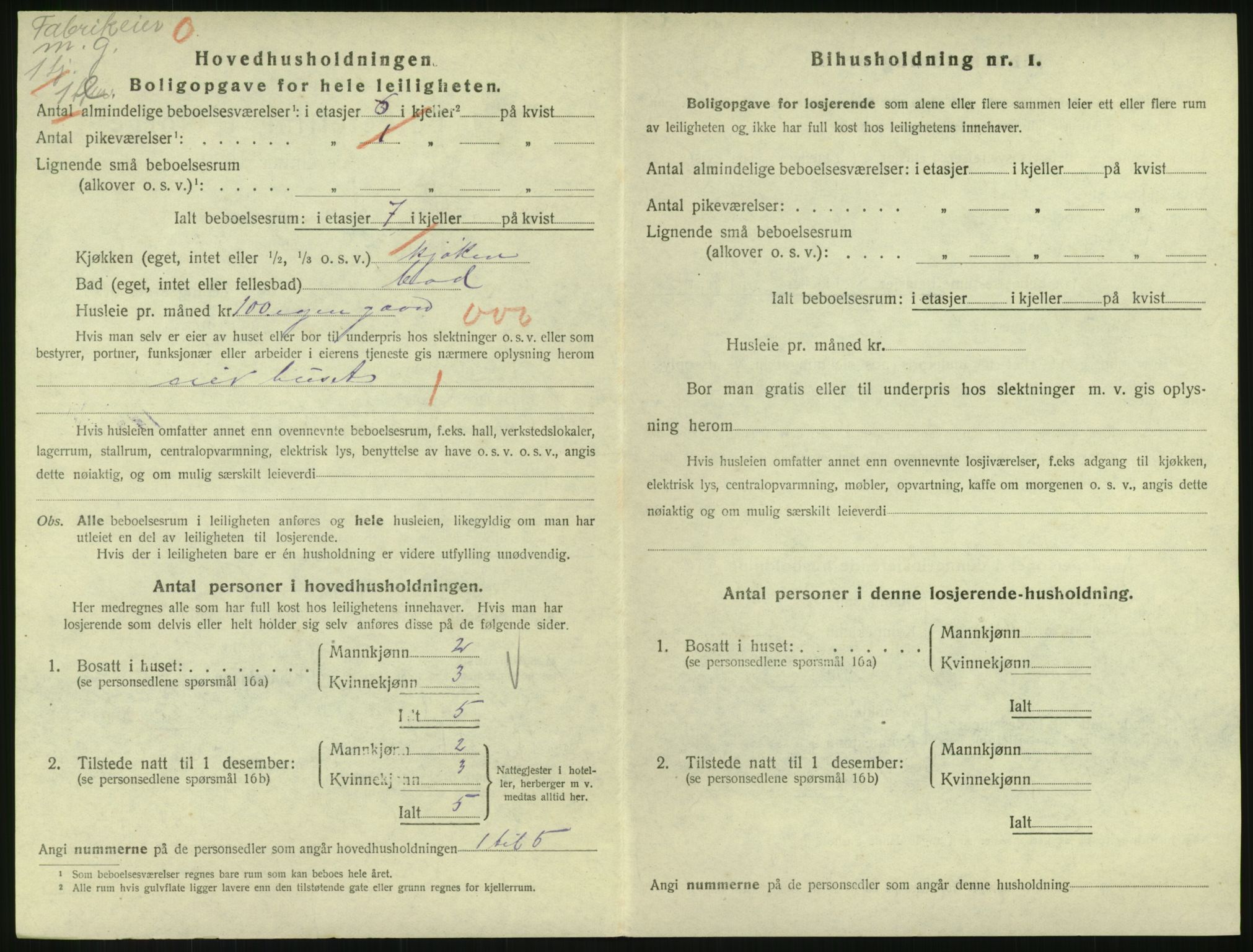 SAH, 1920 census for Lillehammer, 1920, p. 1433