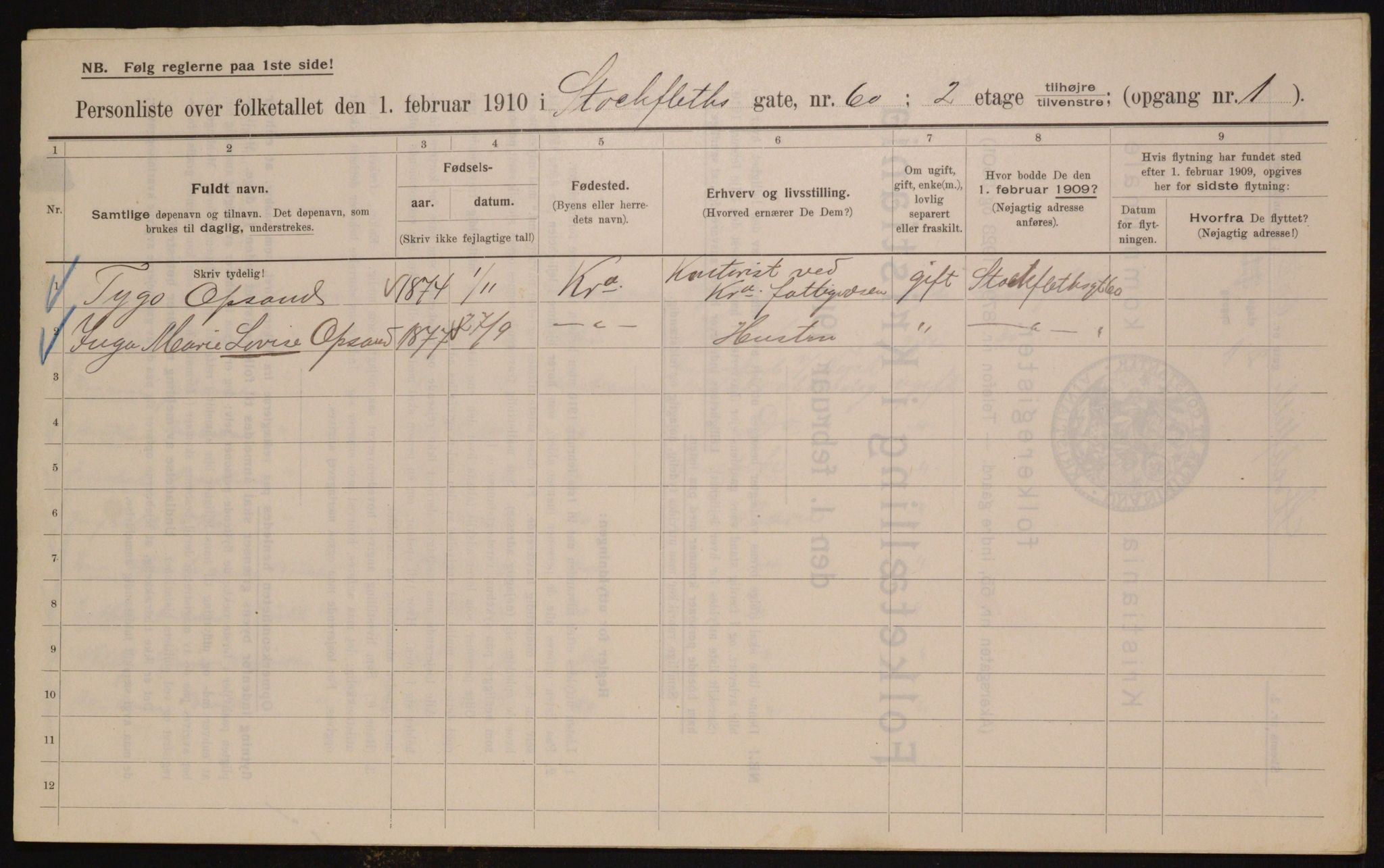 OBA, Municipal Census 1910 for Kristiania, 1910, p. 97200