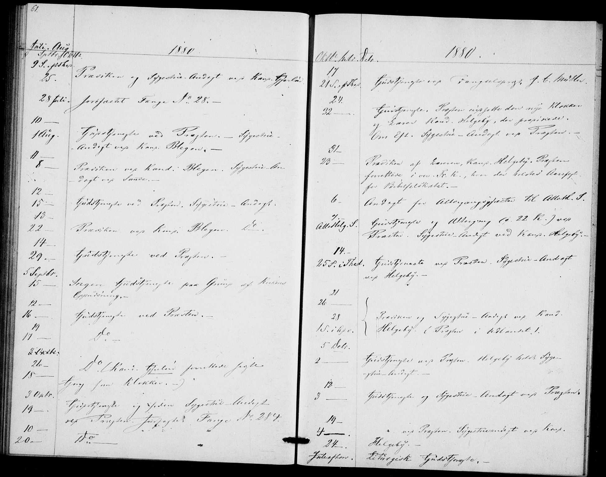 Akershus festnings slaveri Kirkebøker, SAO/A-10841/F/Fa/L0002: Parish register (official) no. 2, 1852-1883, p. 61