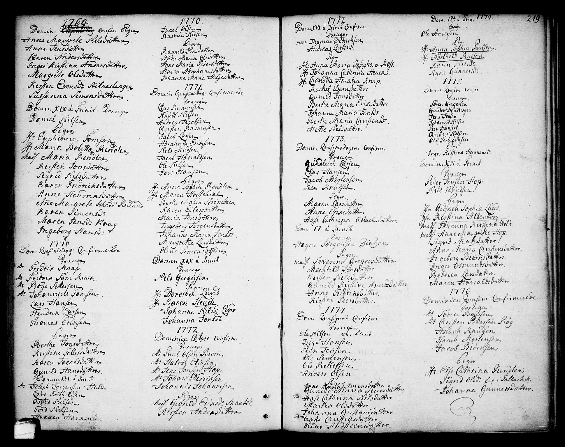 Kragerø kirkebøker, AV/SAKO-A-278/F/Fa/L0002: Parish register (official) no. 2, 1767-1802, p. 219