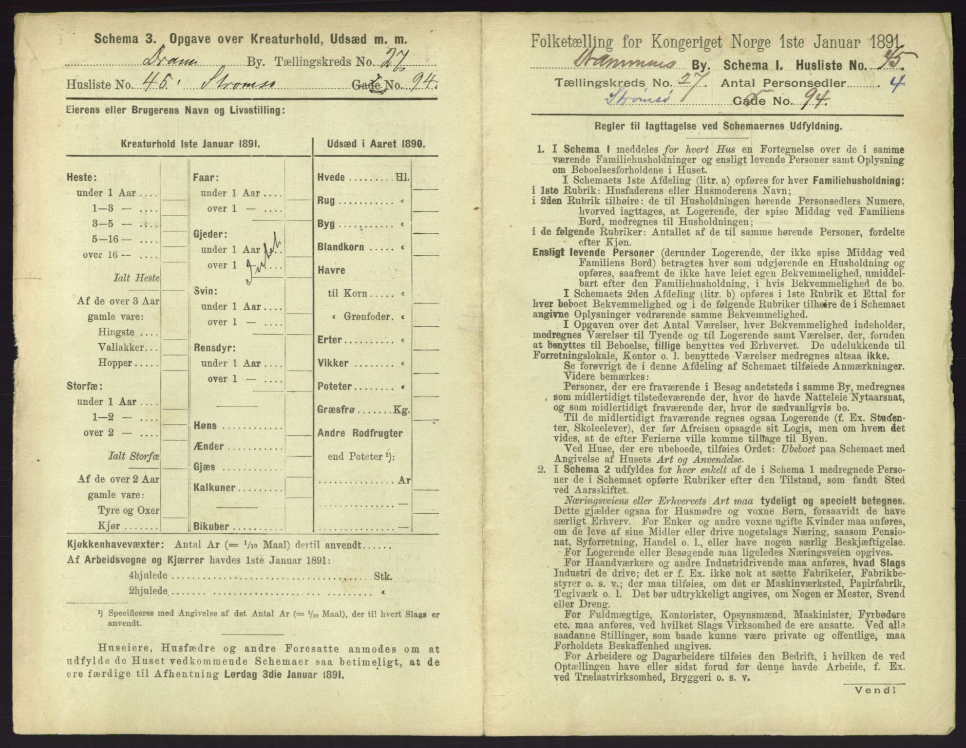 RA, 1891 census for 0602 Drammen, 1891, p. 2349