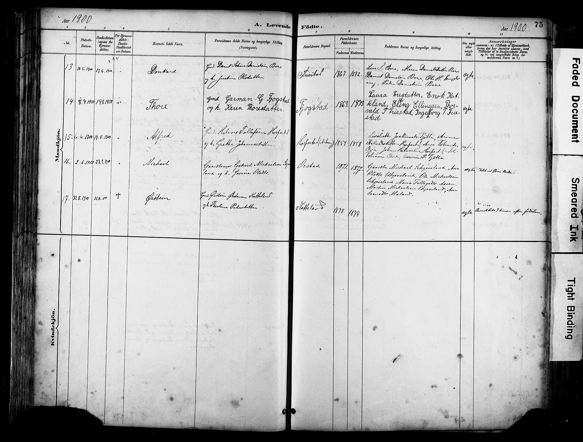 Klepp sokneprestkontor, AV/SAST-A-101803/001/3/30BA/L0009: Parish register (official) no. A 7, 1886-1915, p. 75