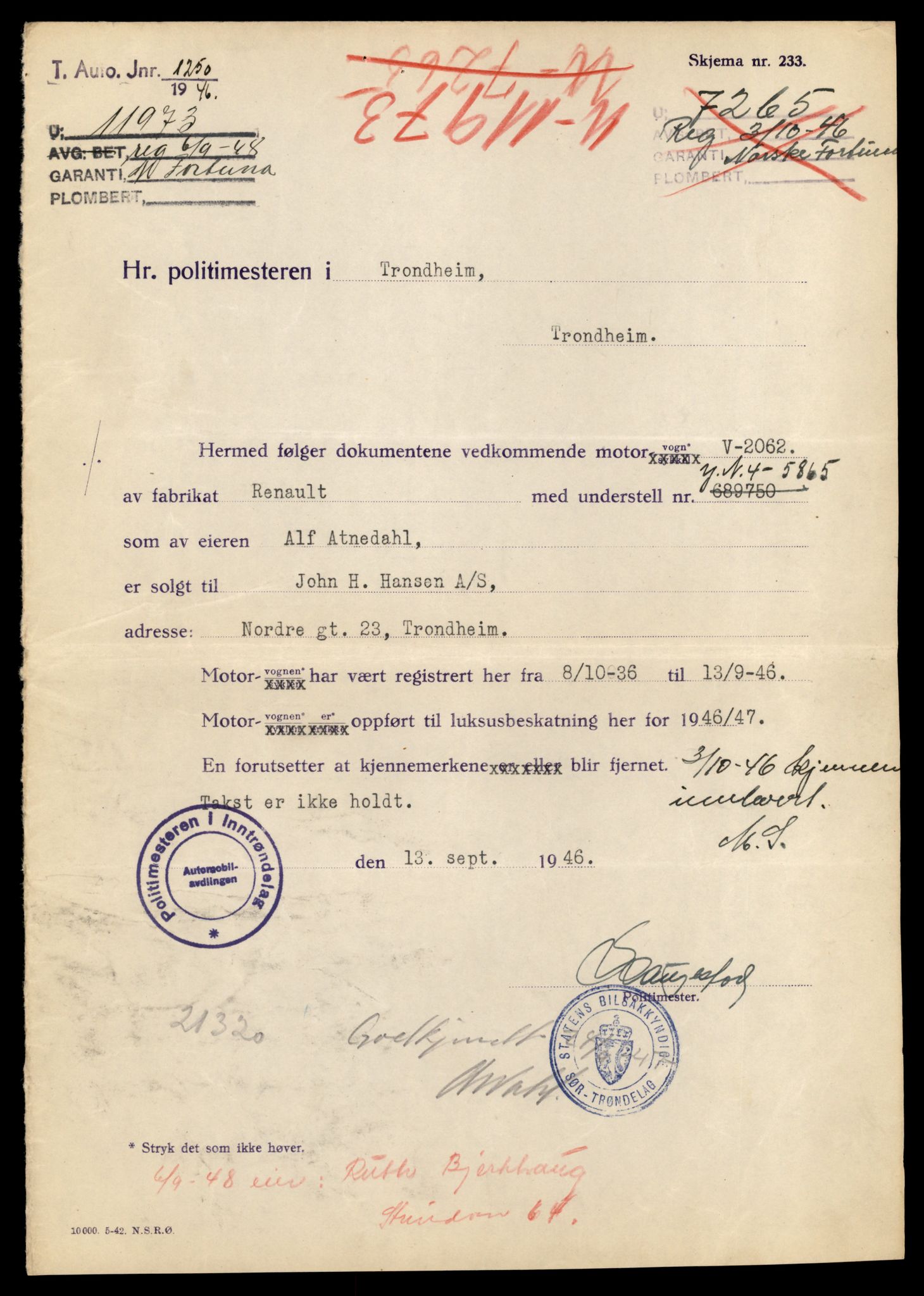 Møre og Romsdal vegkontor - Ålesund trafikkstasjon, AV/SAT-A-4099/F/Fe/L0044: Registreringskort for kjøretøy T 14205 - T 14319, 1927-1998, p. 251