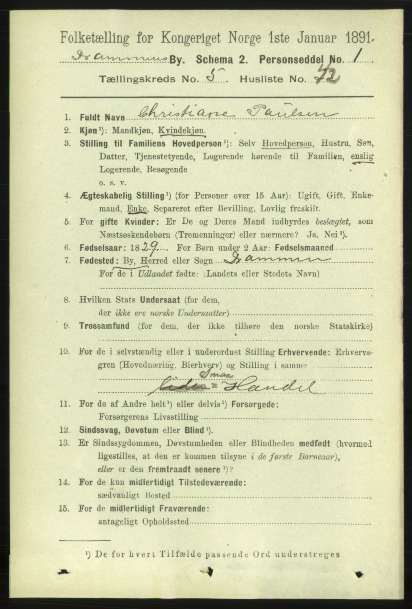 RA, 1891 census for 0602 Drammen, 1891, p. 6089