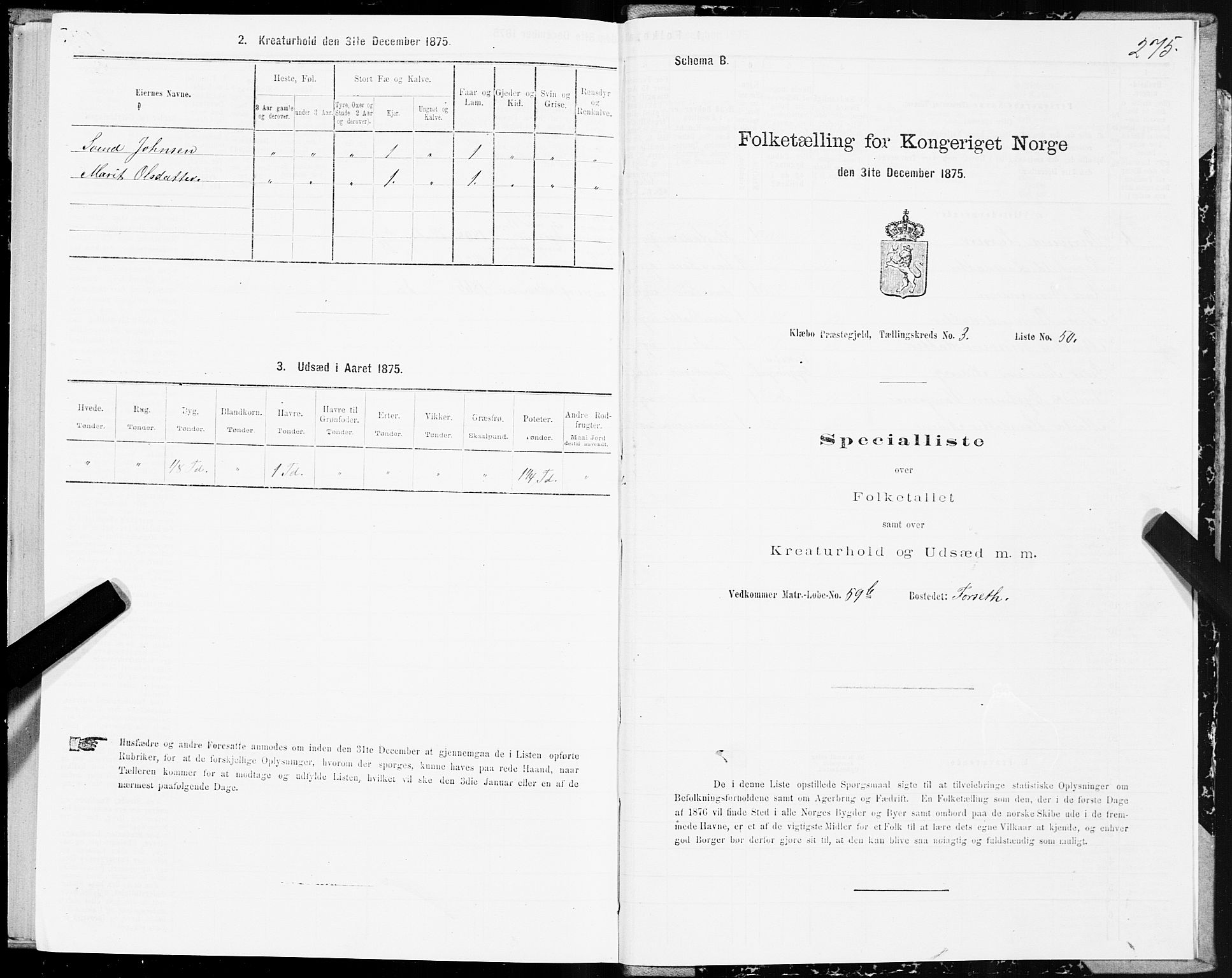 SAT, 1875 census for 1662P Klæbu, 1875, p. 1275