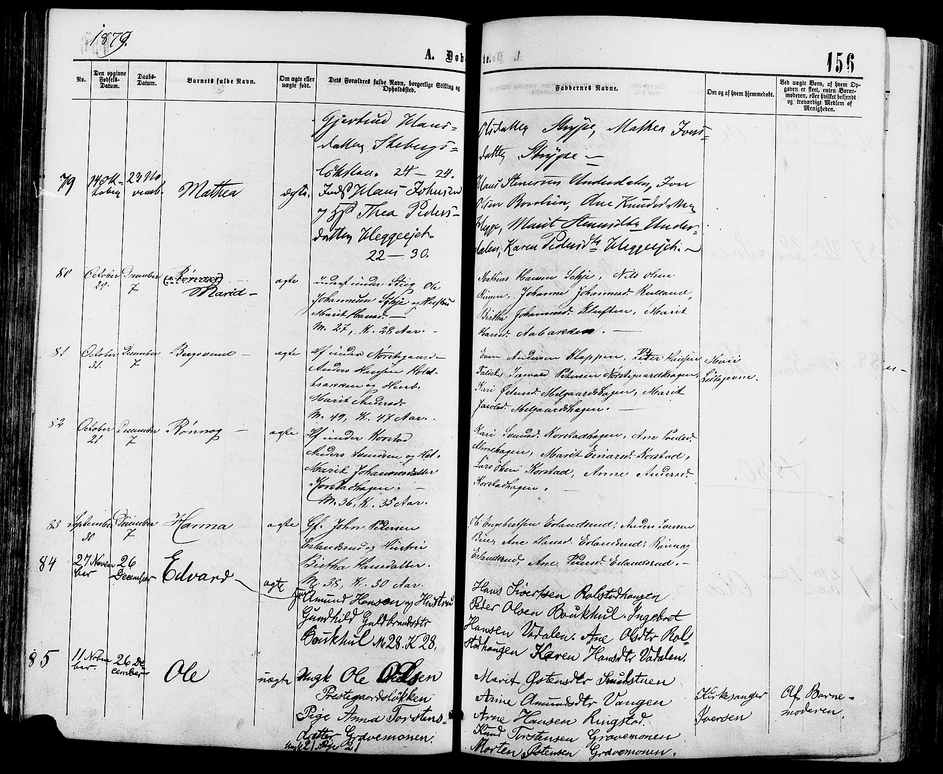 Sør-Fron prestekontor, SAH/PREST-010/H/Ha/Haa/L0002: Parish register (official) no. 2, 1864-1880, p. 156