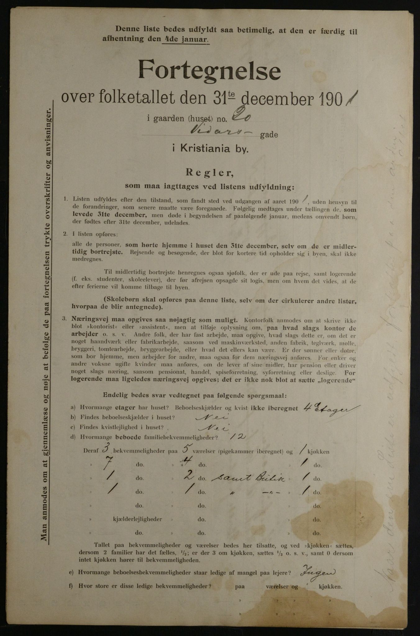 OBA, Municipal Census 1901 for Kristiania, 1901, p. 18975