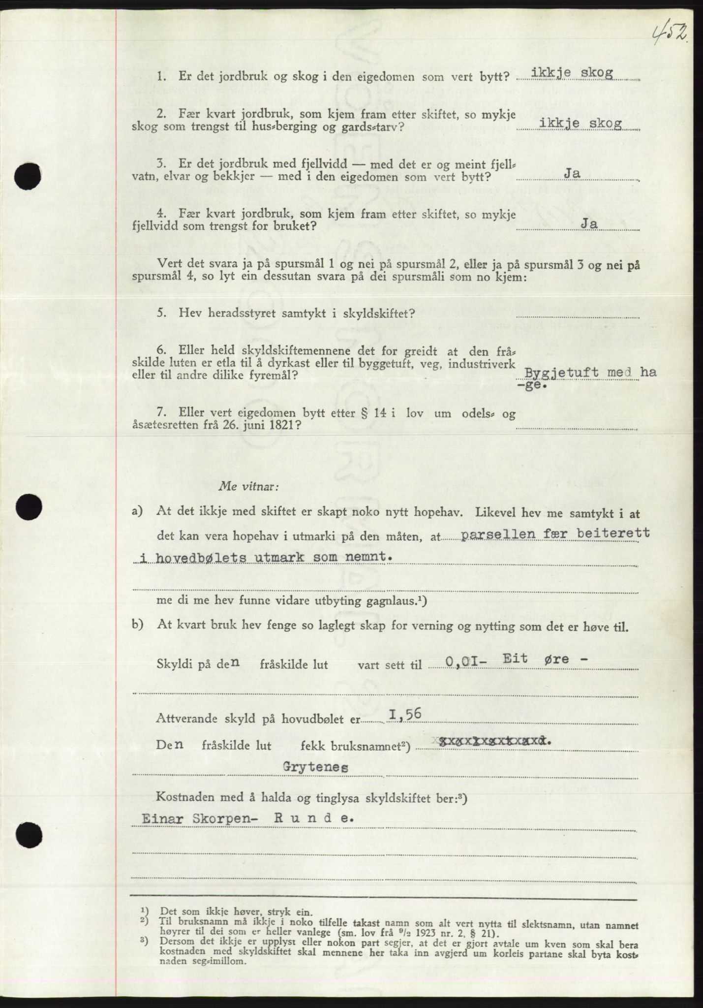 Søre Sunnmøre sorenskriveri, AV/SAT-A-4122/1/2/2C/L0071: Mortgage book no. 65, 1941-1941, Diary no: : 930/1941