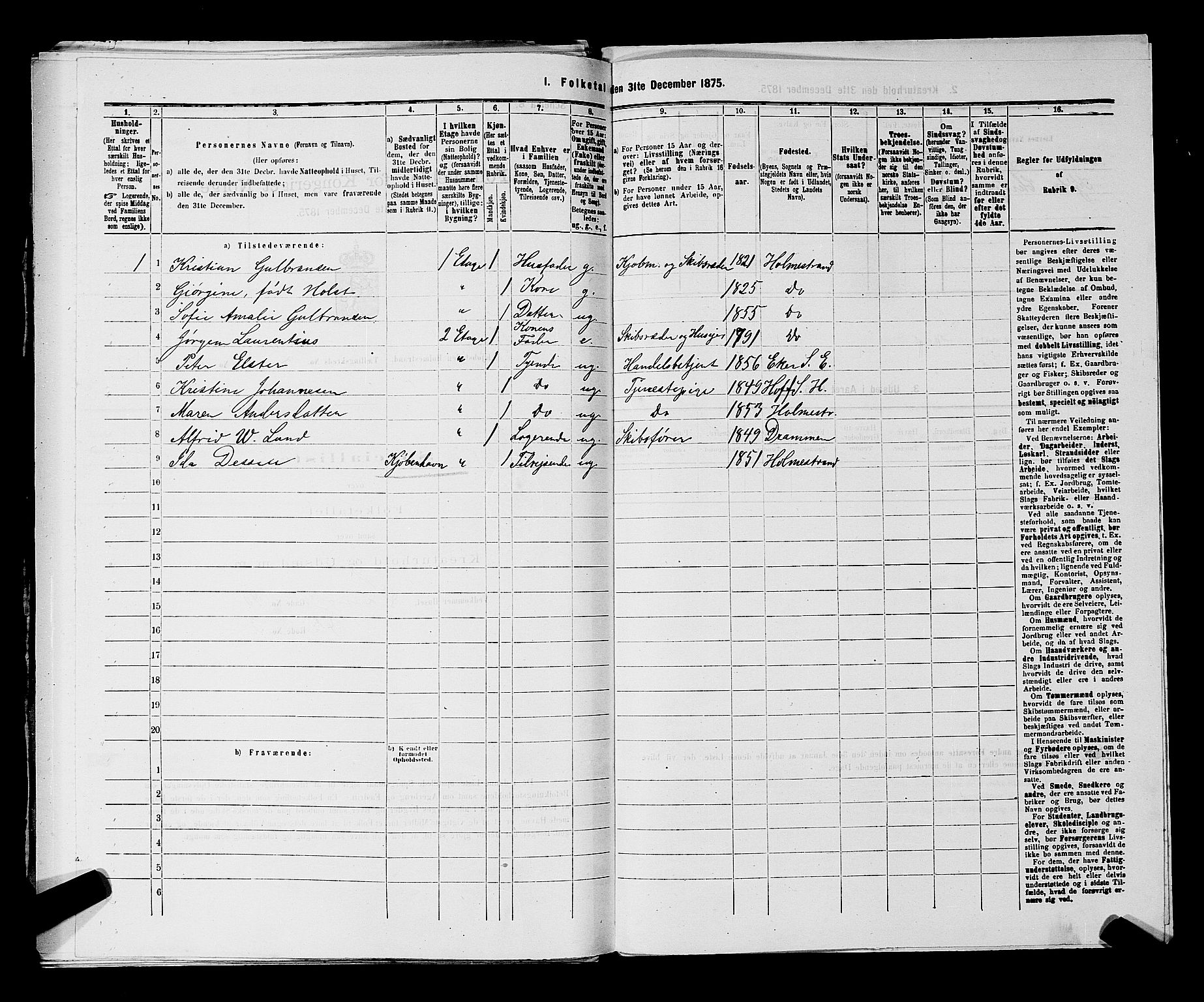 SAKO, 1875 census for 0702P Holmestrand, 1875, p. 171