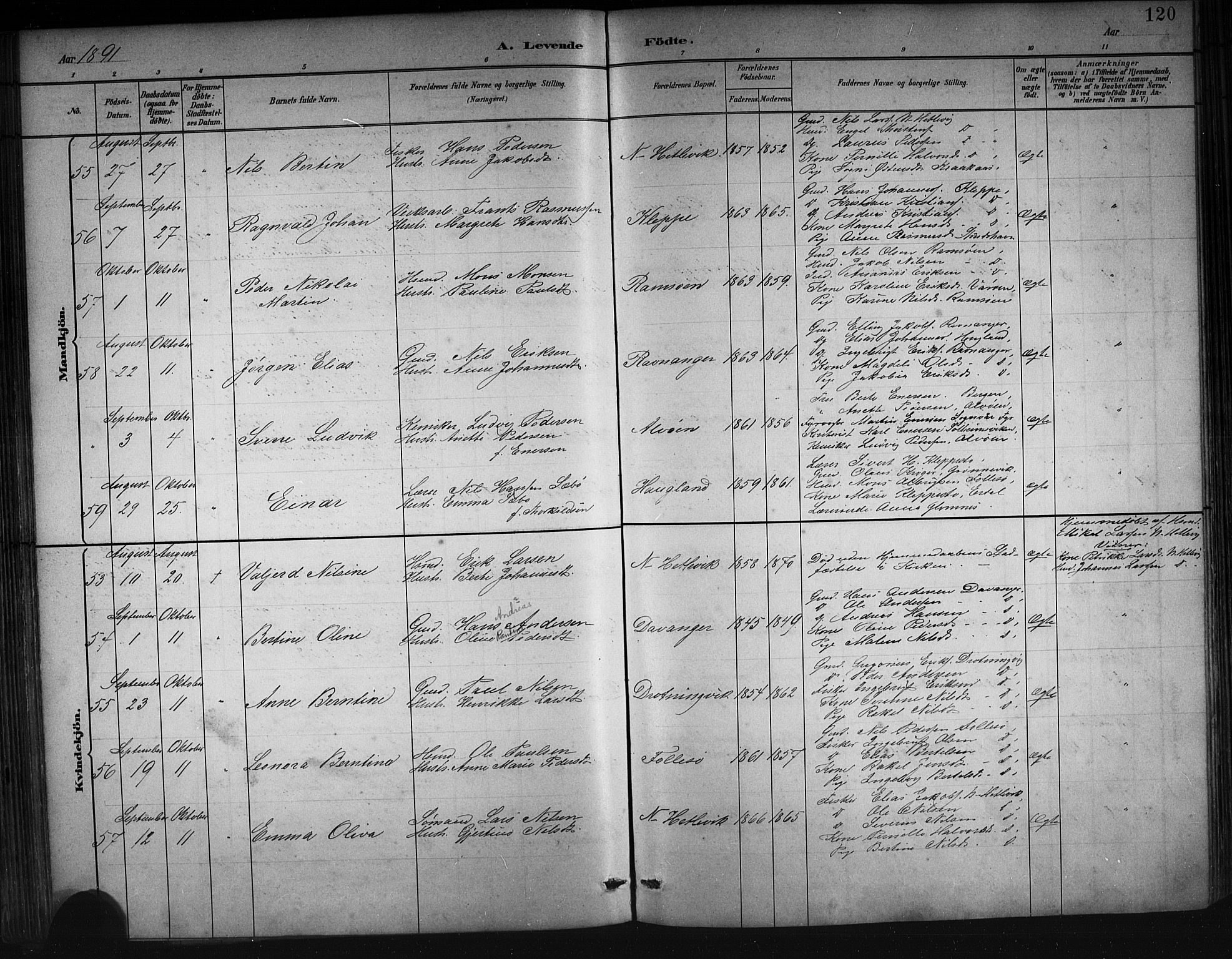 Askøy Sokneprestembete, AV/SAB-A-74101/H/Ha/Hab/Haba/L0008: Parish register (copy) no. A 8, 1882-1893, p. 120