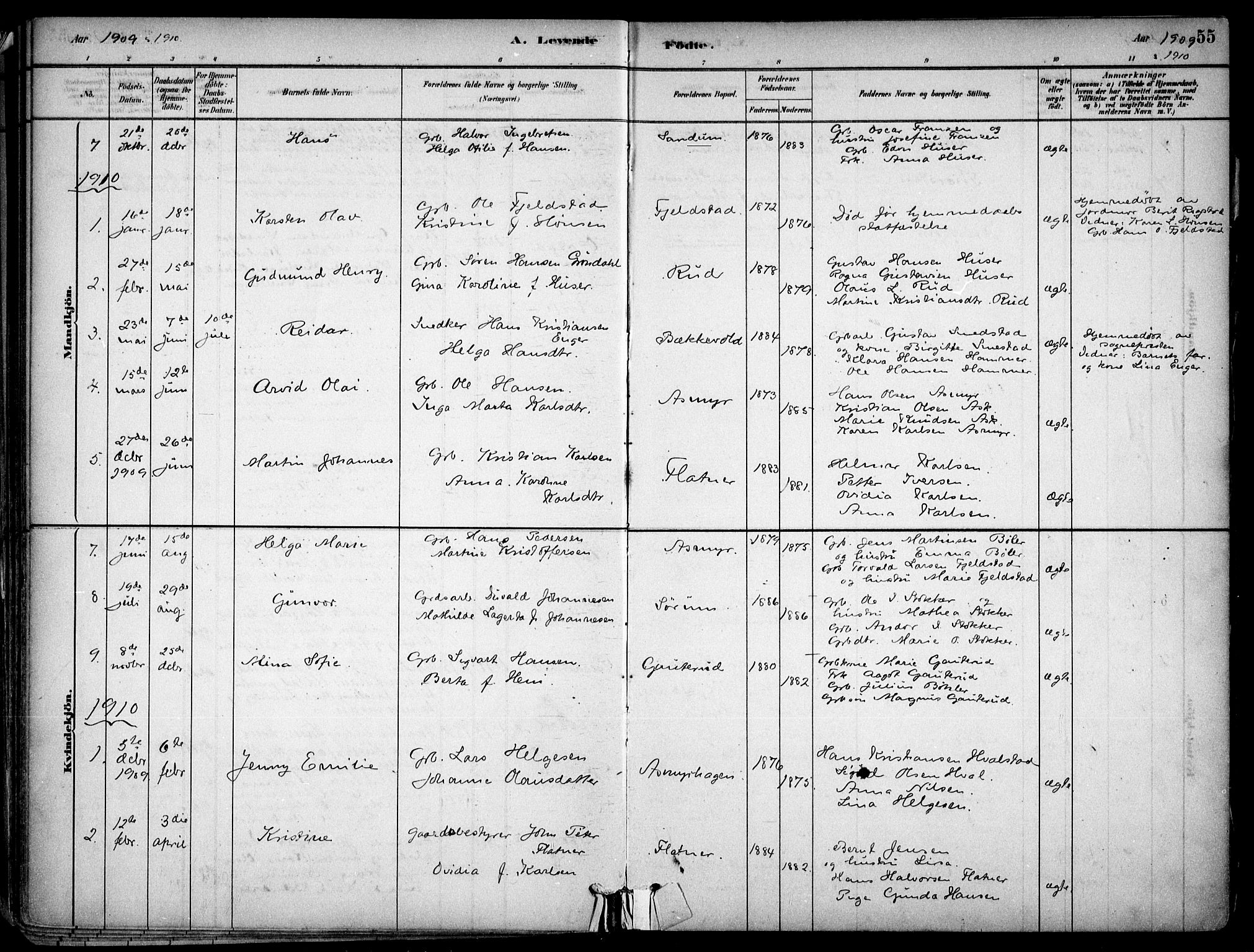 Gjerdrum prestekontor Kirkebøker, AV/SAO-A-10412b/F/Fa/L0009: Parish register (official) no. I 9, 1881-1916, p. 55