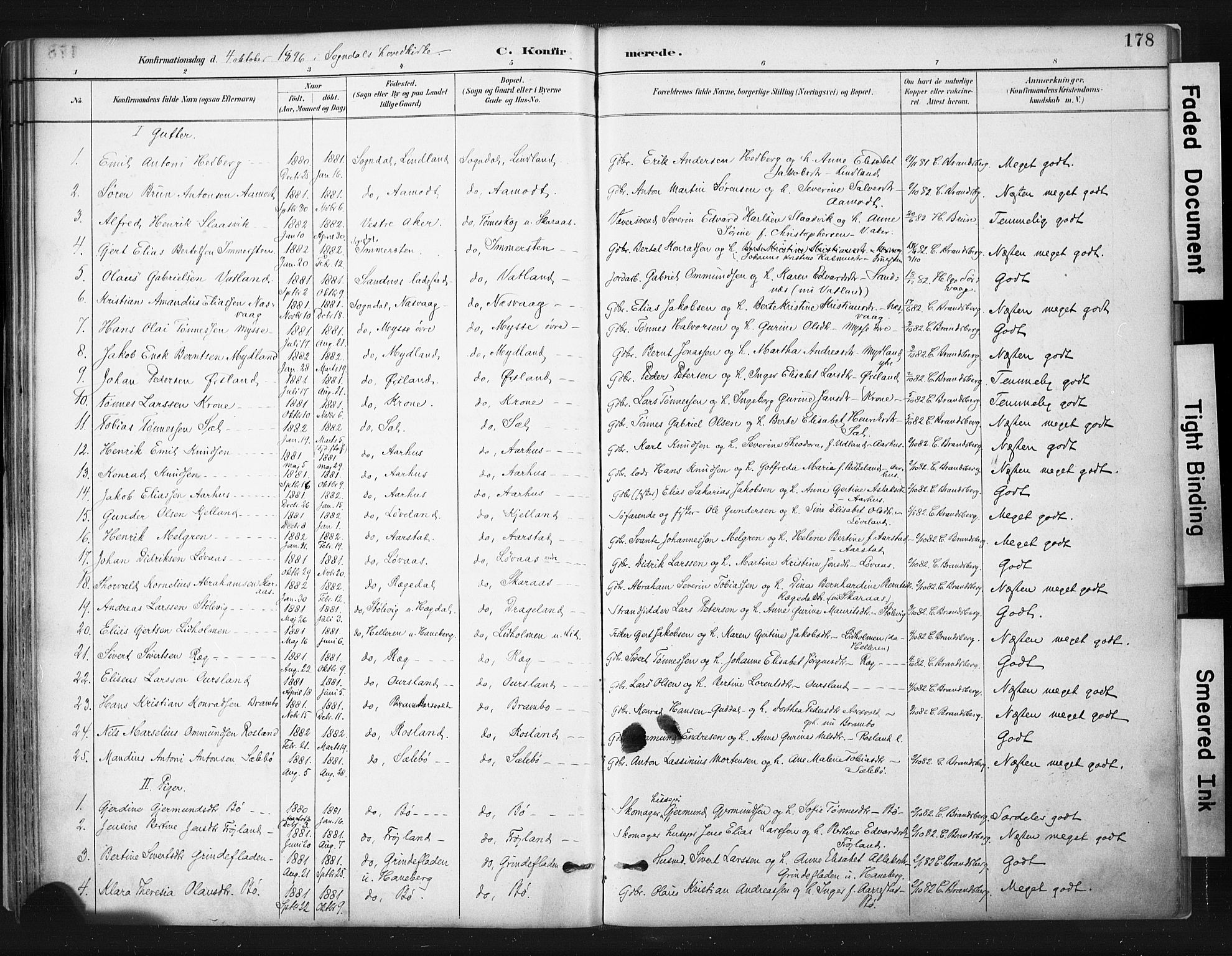 Sokndal sokneprestkontor, SAST/A-101808: Parish register (official) no. A 11.1, 1887-1905, p. 178