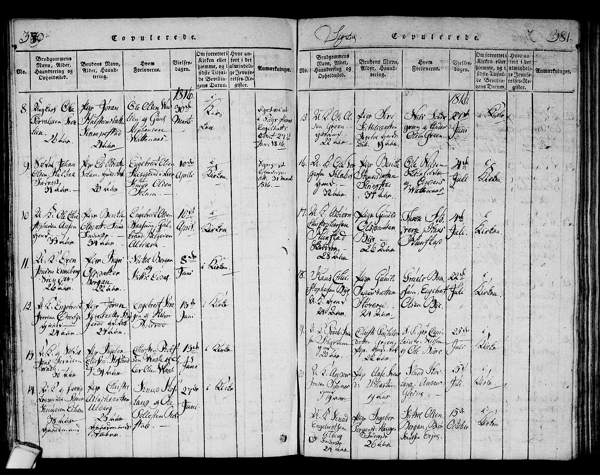 Sigdal kirkebøker, SAKO/A-245/F/Fa/L0005: Parish register (official) no. I 5 /1, 1815-1829, p. 380-381