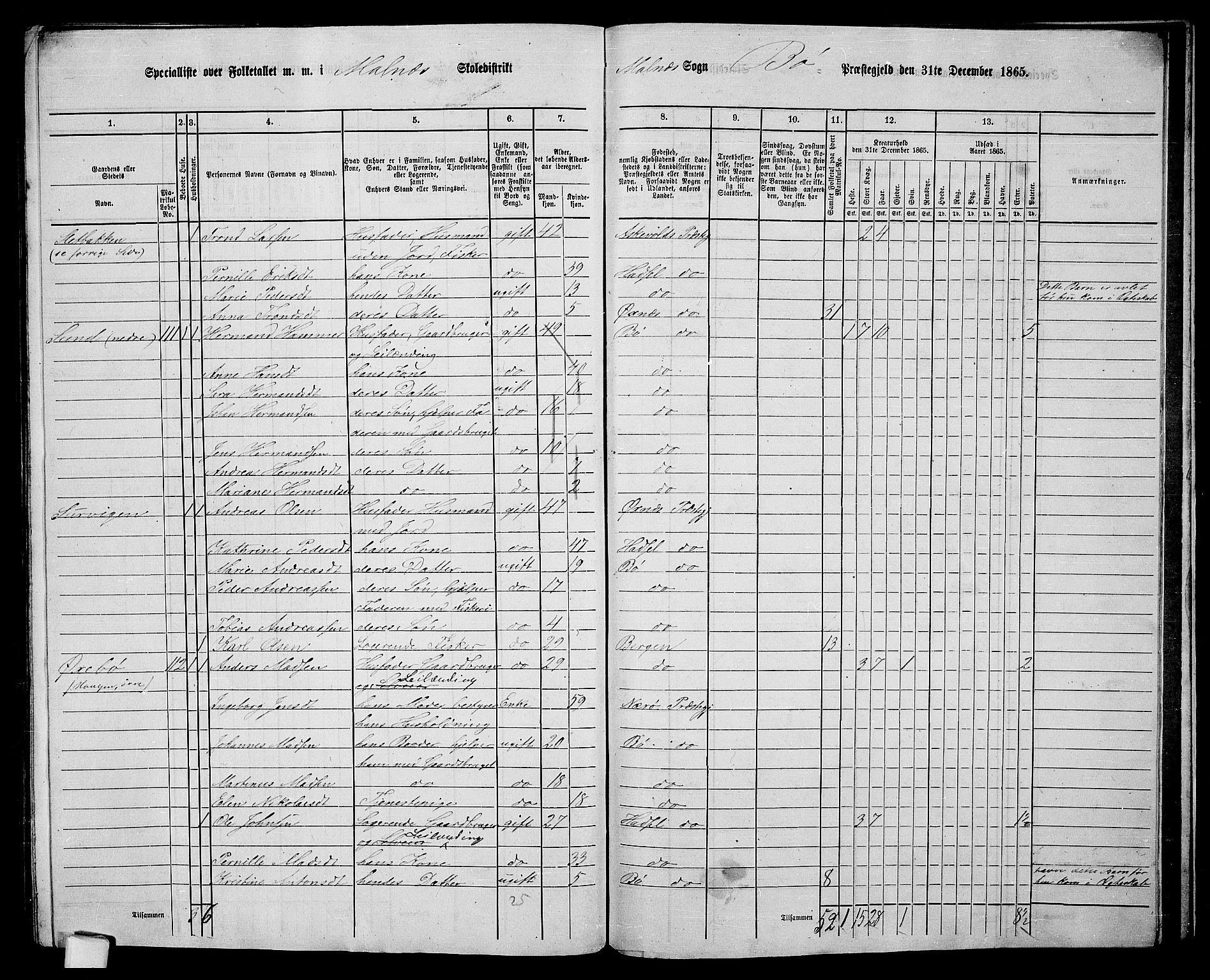 RA, 1865 census for Bø, 1865, p. 69