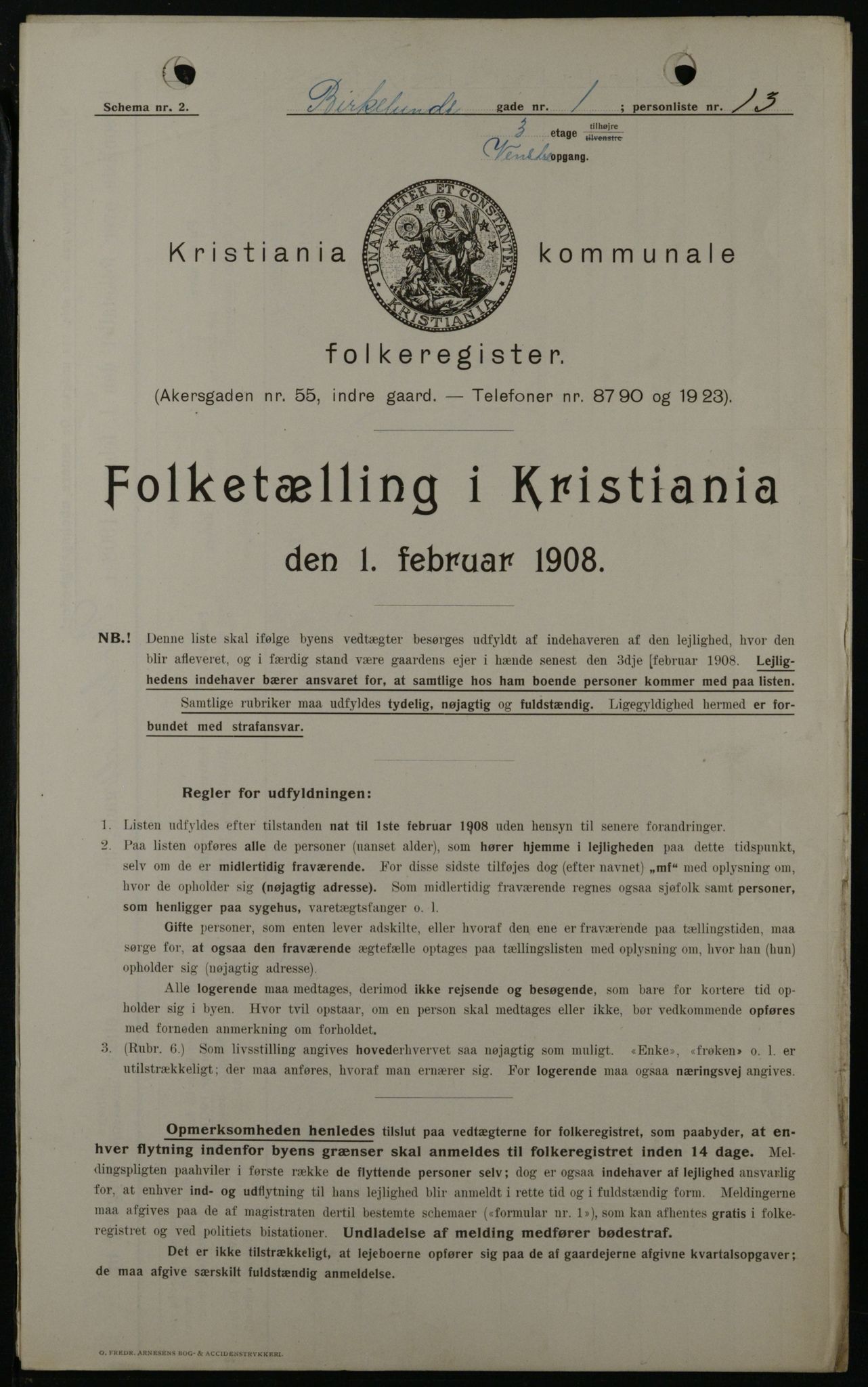 OBA, Municipal Census 1908 for Kristiania, 1908, p. 4969