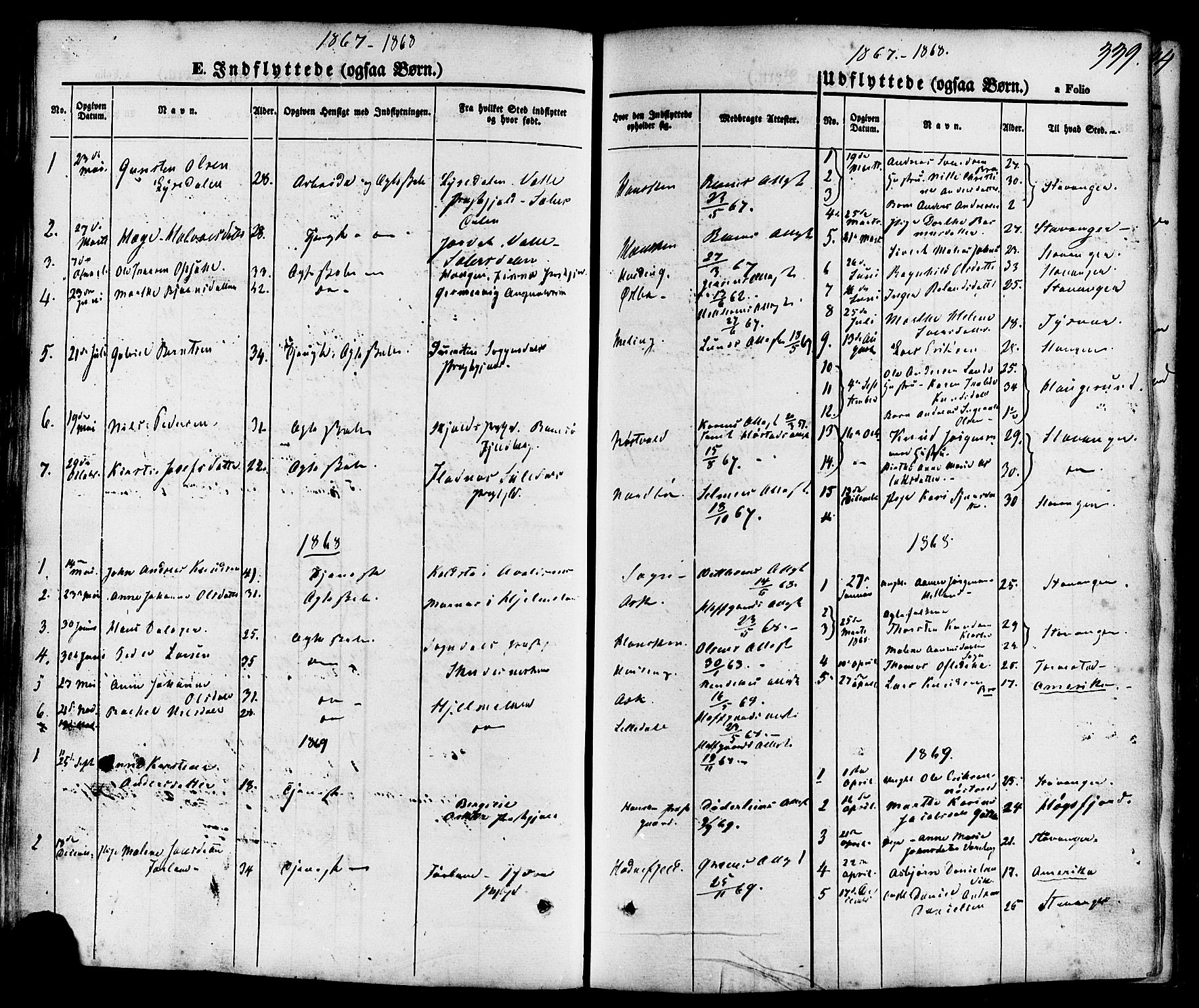 Rennesøy sokneprestkontor, SAST/A -101827/H/Ha/Haa/L0006: Parish register (official) no. A 6, 1860-1878, p. 339