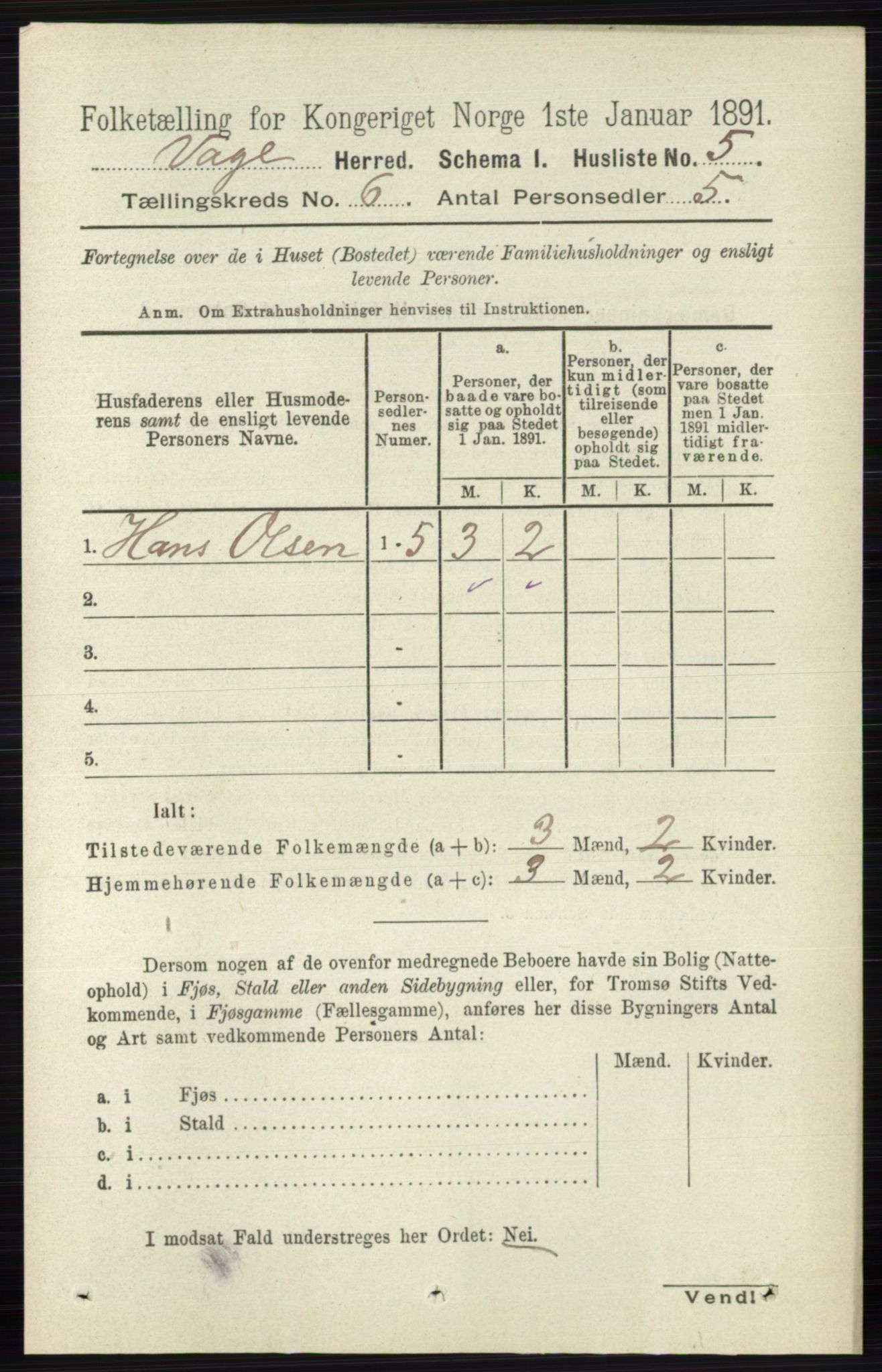 RA, 1891 census for 0515 Vågå, 1891, p. 3838