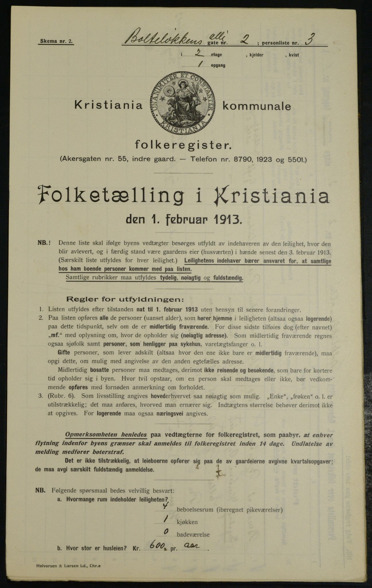 OBA, Municipal Census 1913 for Kristiania, 1913, p. 7493