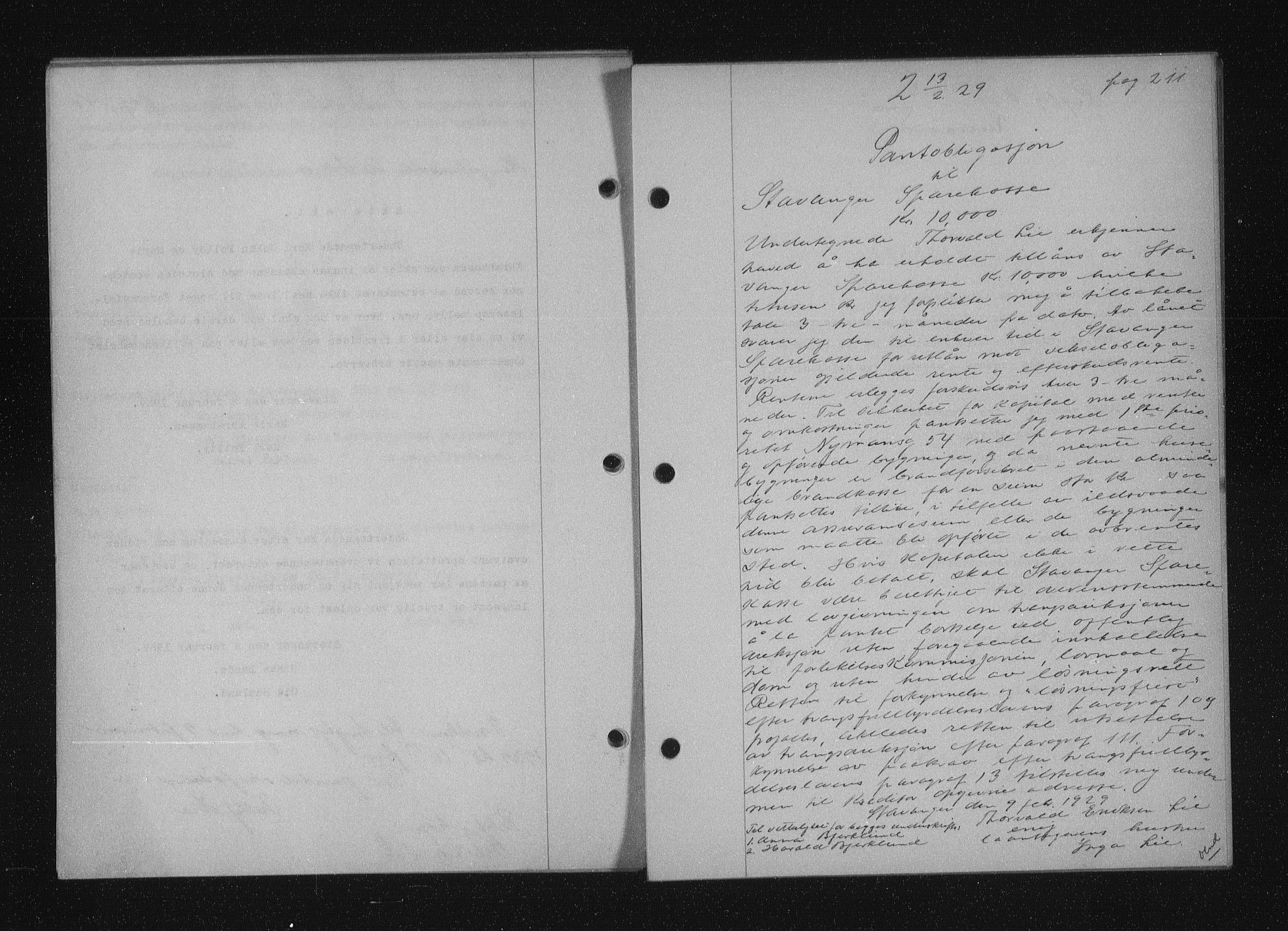 Stavanger byfogd, SAST/A-101408/001/4/41/410/410BB/L0055: Mortgage book no. 43, 1928-1929, Deed date: 13.02.1929