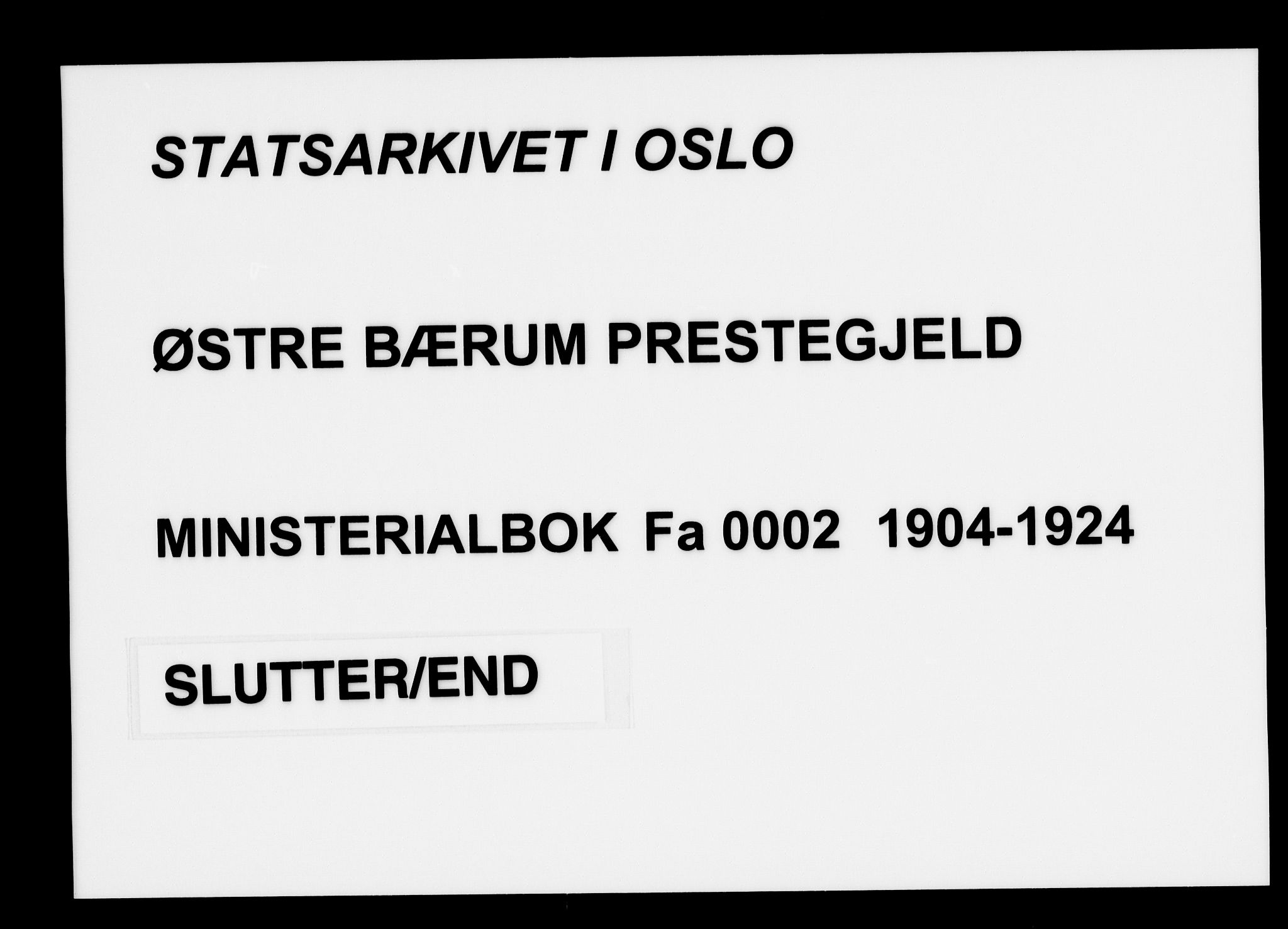 Østre Bærum prestekontor Kirkebøker, SAO/A-10887/F/Fa/L0002: Parish register (official) no. 2, 1904-1924