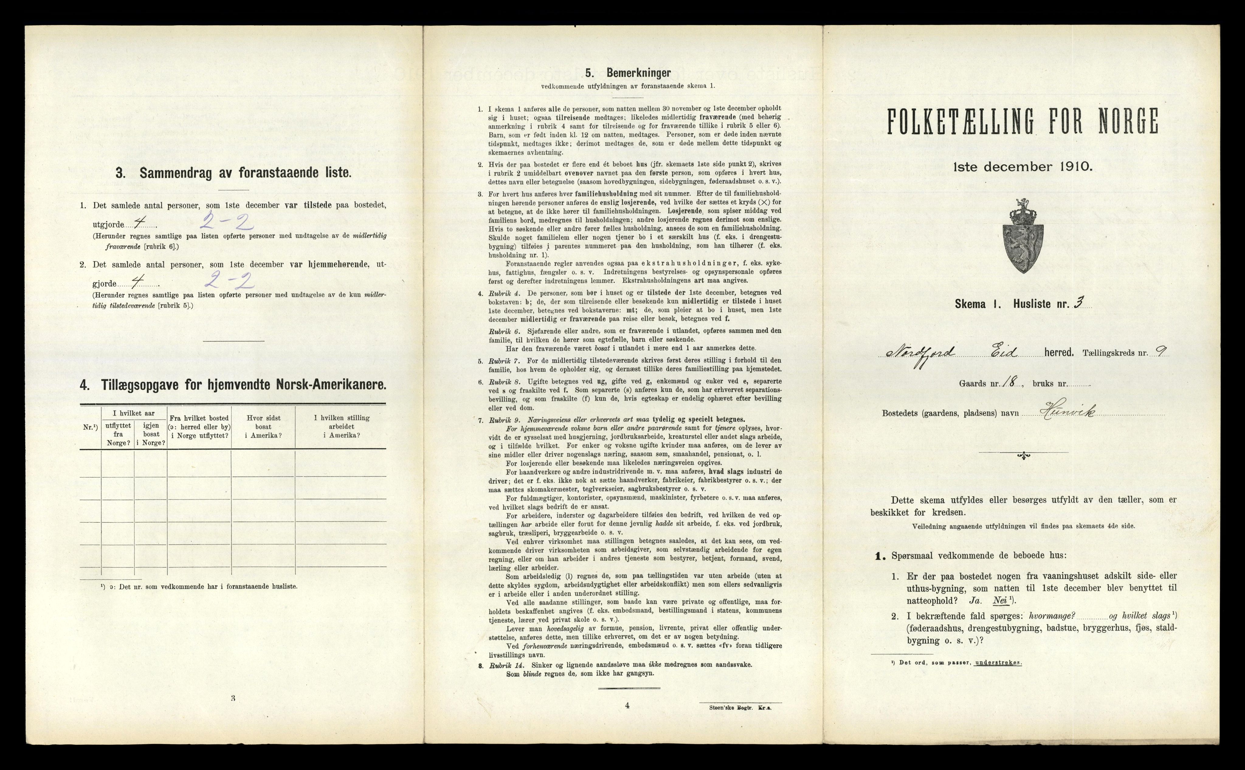 RA, 1910 census for Eid, 1910, p. 1063