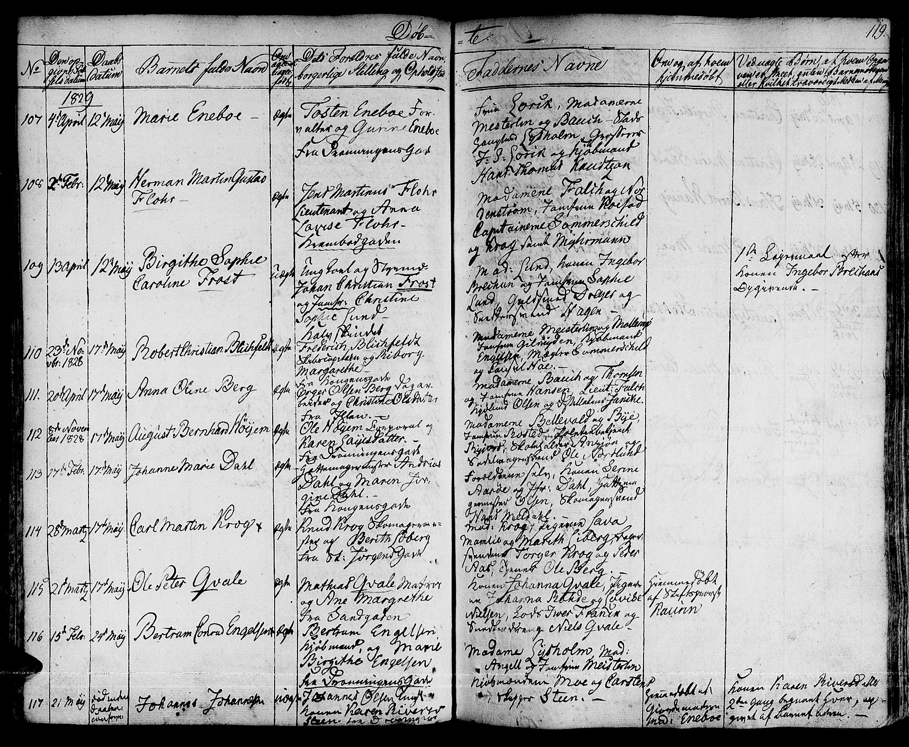 Ministerialprotokoller, klokkerbøker og fødselsregistre - Sør-Trøndelag, SAT/A-1456/601/L0045: Parish register (official) no. 601A13, 1821-1831, p. 119