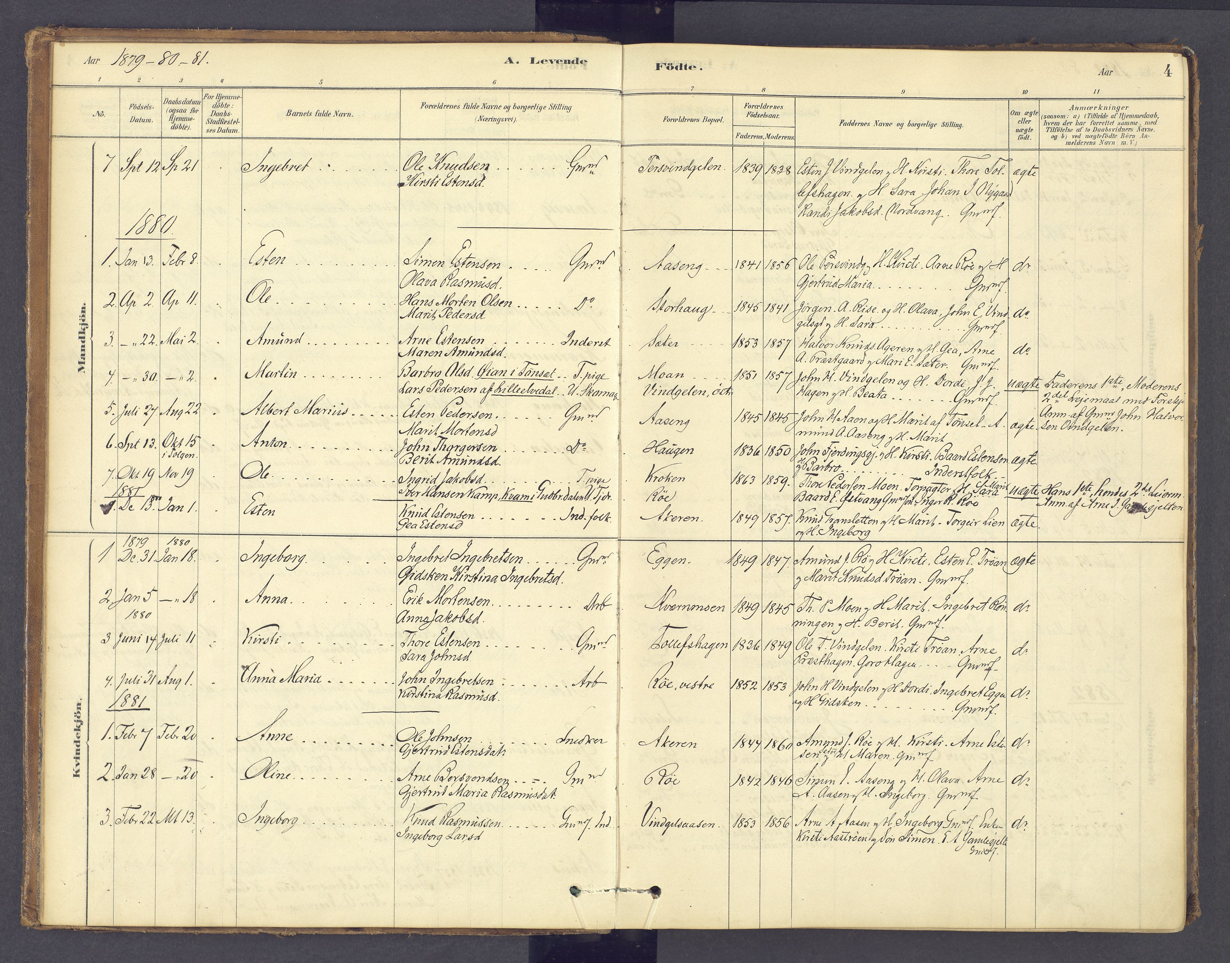 Tolga prestekontor, AV/SAH-PREST-062/K/L0012: Parish register (official) no. 12, 1877-1925, p. 4