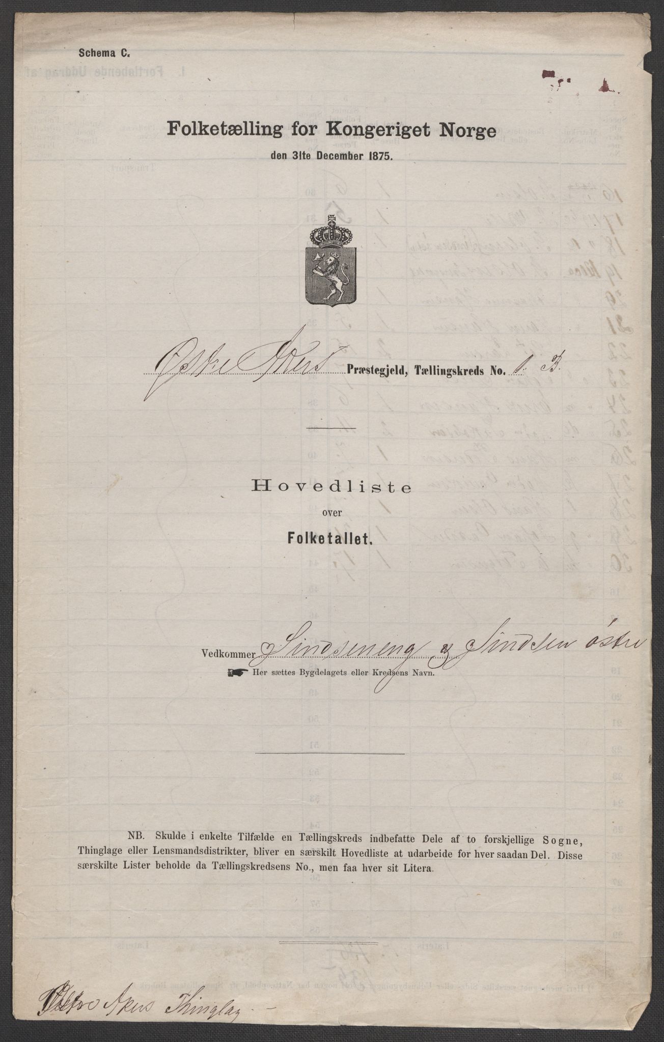 RA, 1875 census for 0218bP Østre Aker, 1875, p. 12