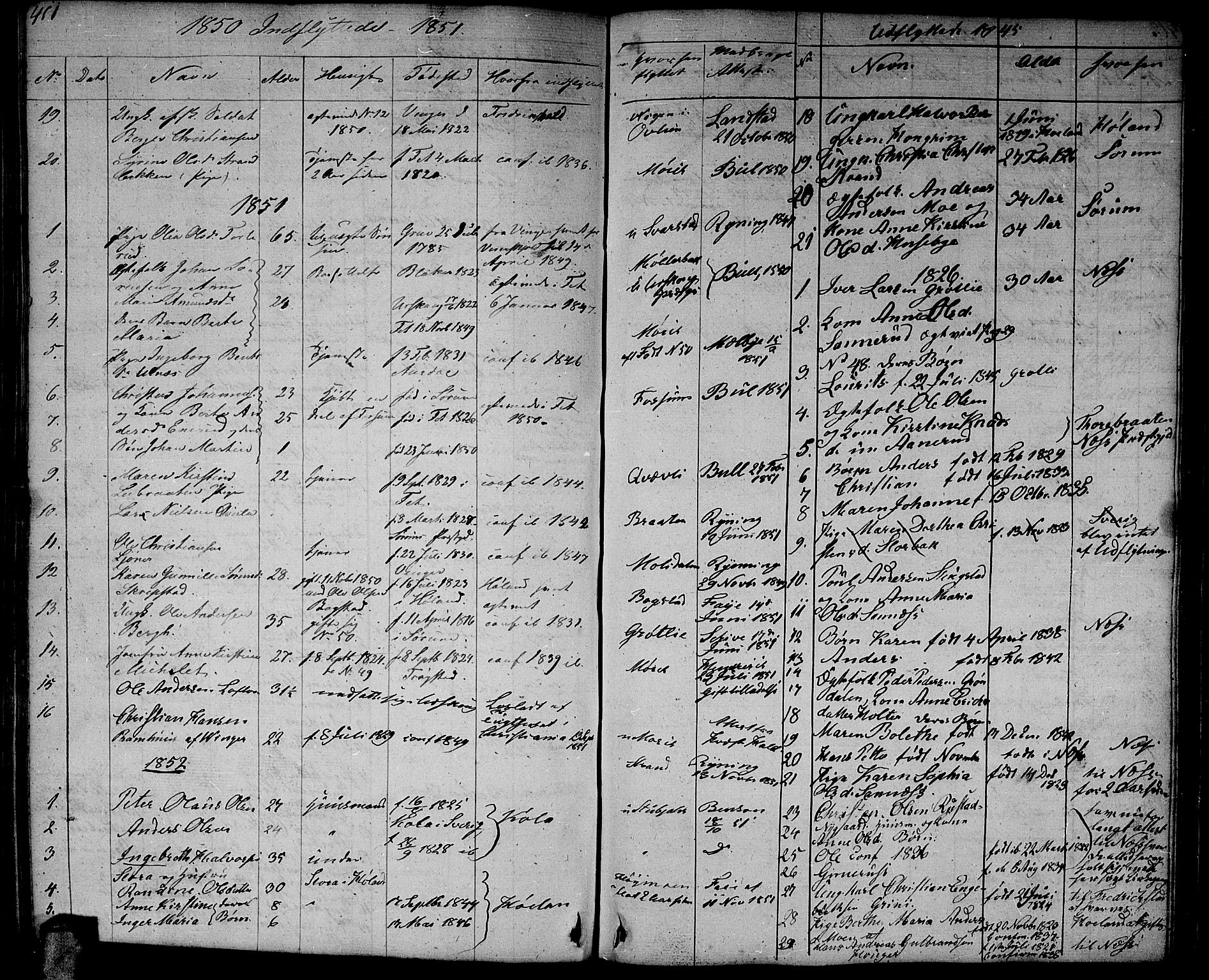 Aurskog prestekontor Kirkebøker, AV/SAO-A-10304a/G/Ga/L0002: Parish register (copy) no. I 2, 1829-1857, p. 411