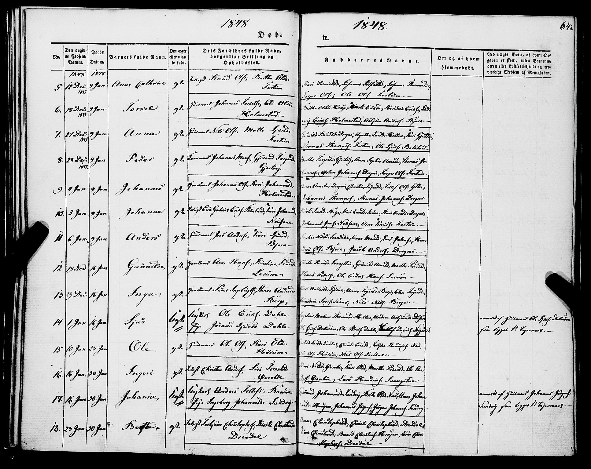 Luster sokneprestembete, AV/SAB-A-81101/H/Haa/Haaa/L0006: Parish register (official) no. A 6, 1840-1848, p. 64