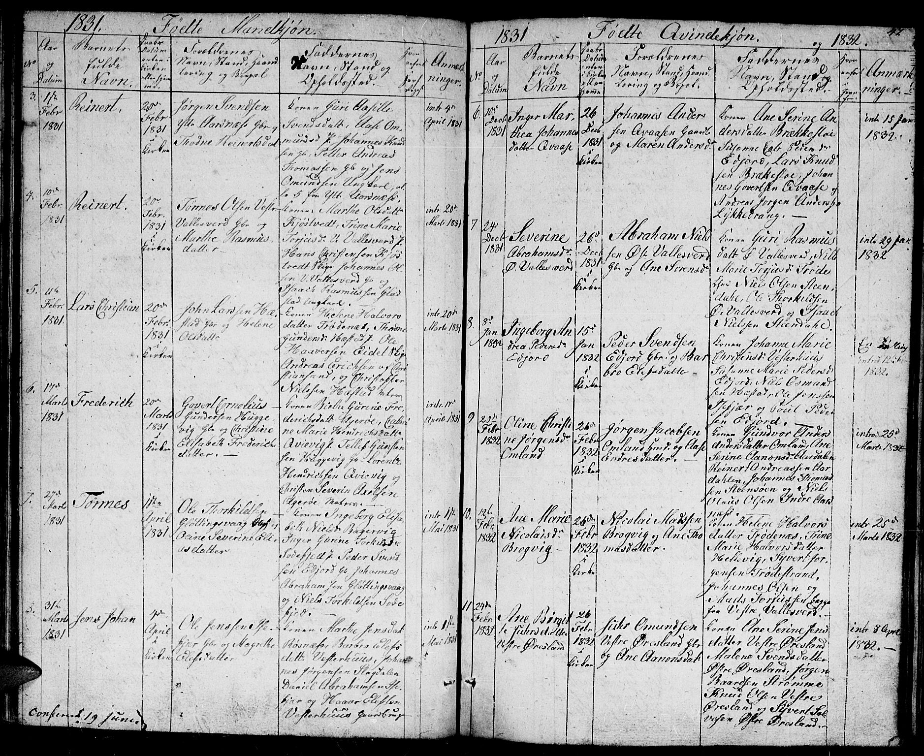 Høvåg sokneprestkontor, SAK/1111-0025/F/Fb/L0001: Parish register (copy) no. B 1, 1817-1846, p. 47