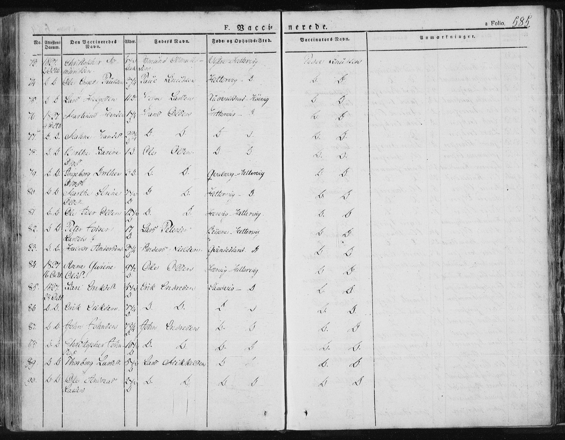 Tysvær sokneprestkontor, SAST/A -101864/H/Ha/Haa/L0001: Parish register (official) no. A 1.2, 1831-1856, p. 585
