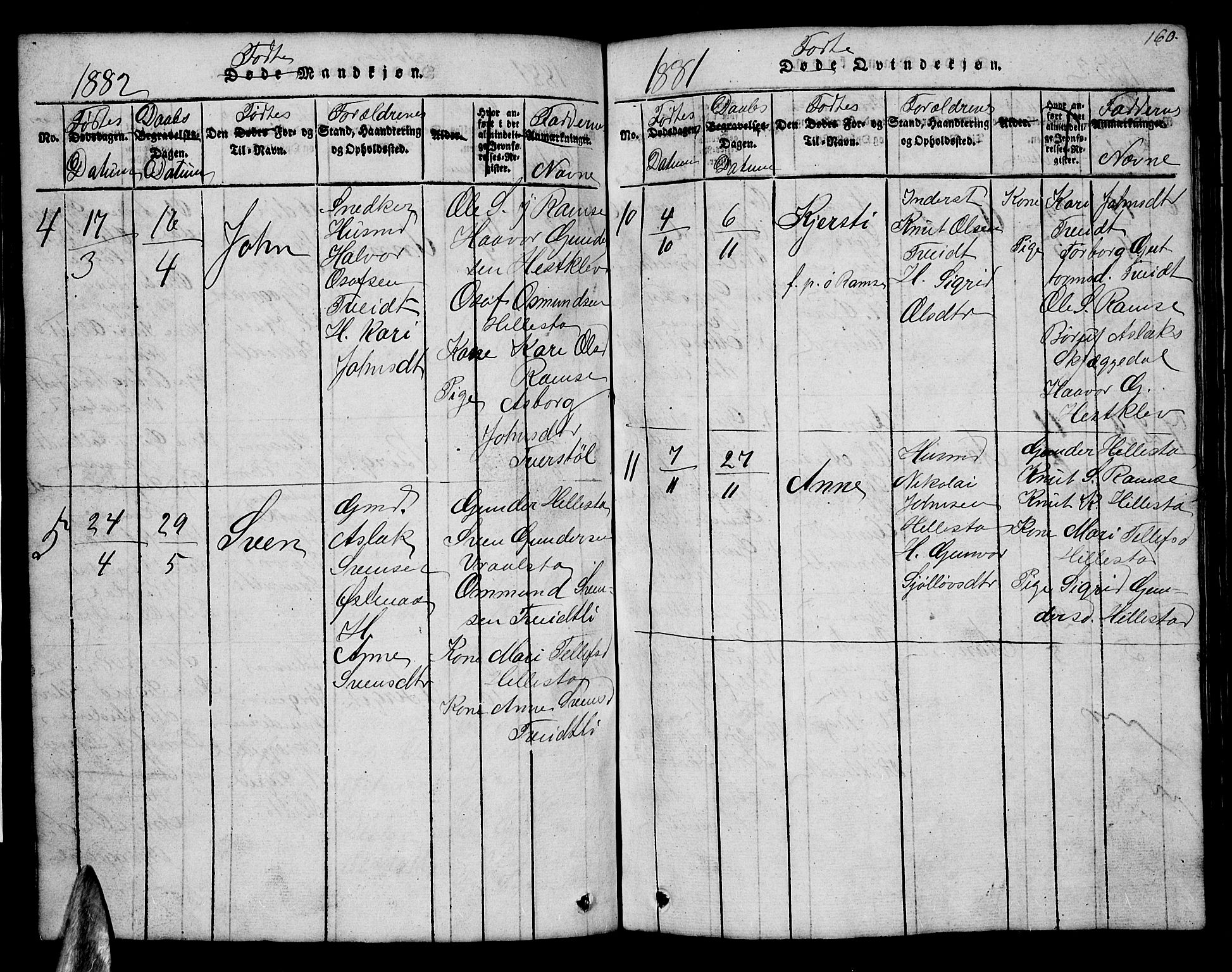 Åmli sokneprestkontor, AV/SAK-1111-0050/F/Fb/Fbb/L0001: Parish register (copy) no. B 1, 1816-1889, p. 160