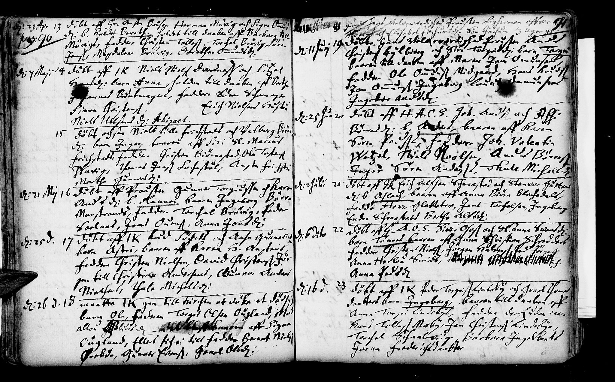 Oddernes sokneprestkontor, AV/SAK-1111-0033/F/Fa/Faa/L0001: Parish register (official) no. A 1, 1692-1718, p. 90-91