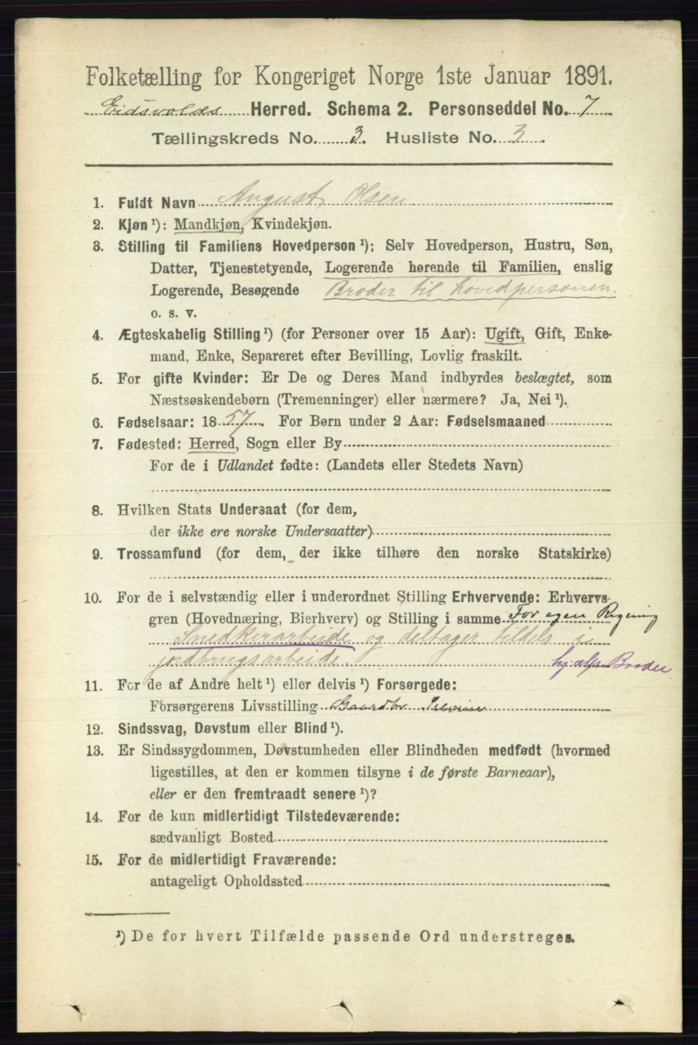 RA, 1891 census for 0237 Eidsvoll, 1891, p. 1611