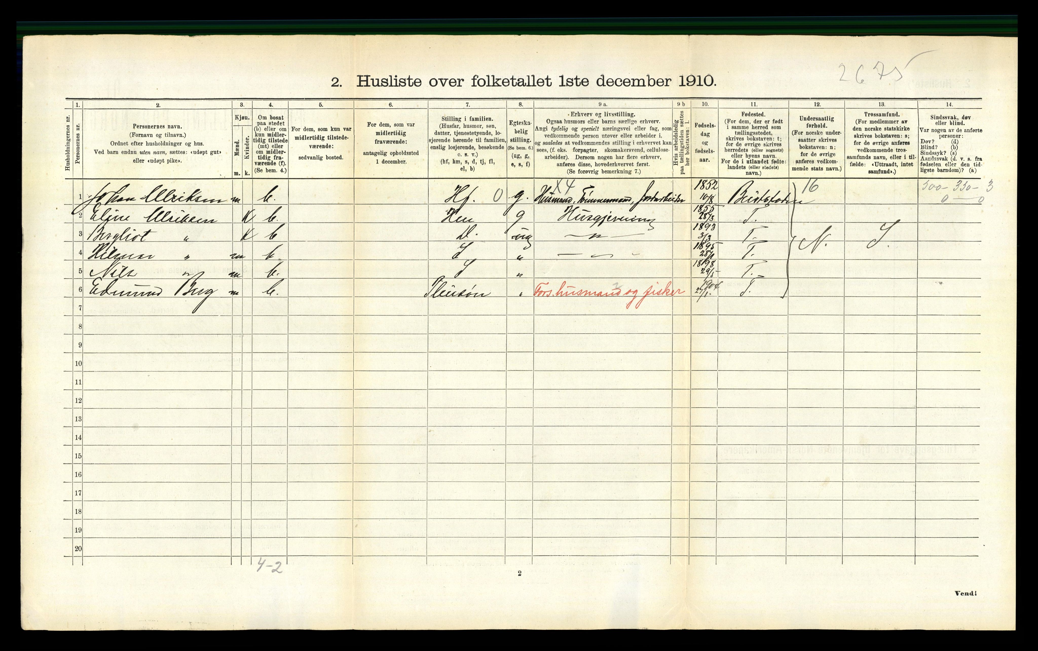 RA, 1910 census for Gildeskål, 1910, p. 674