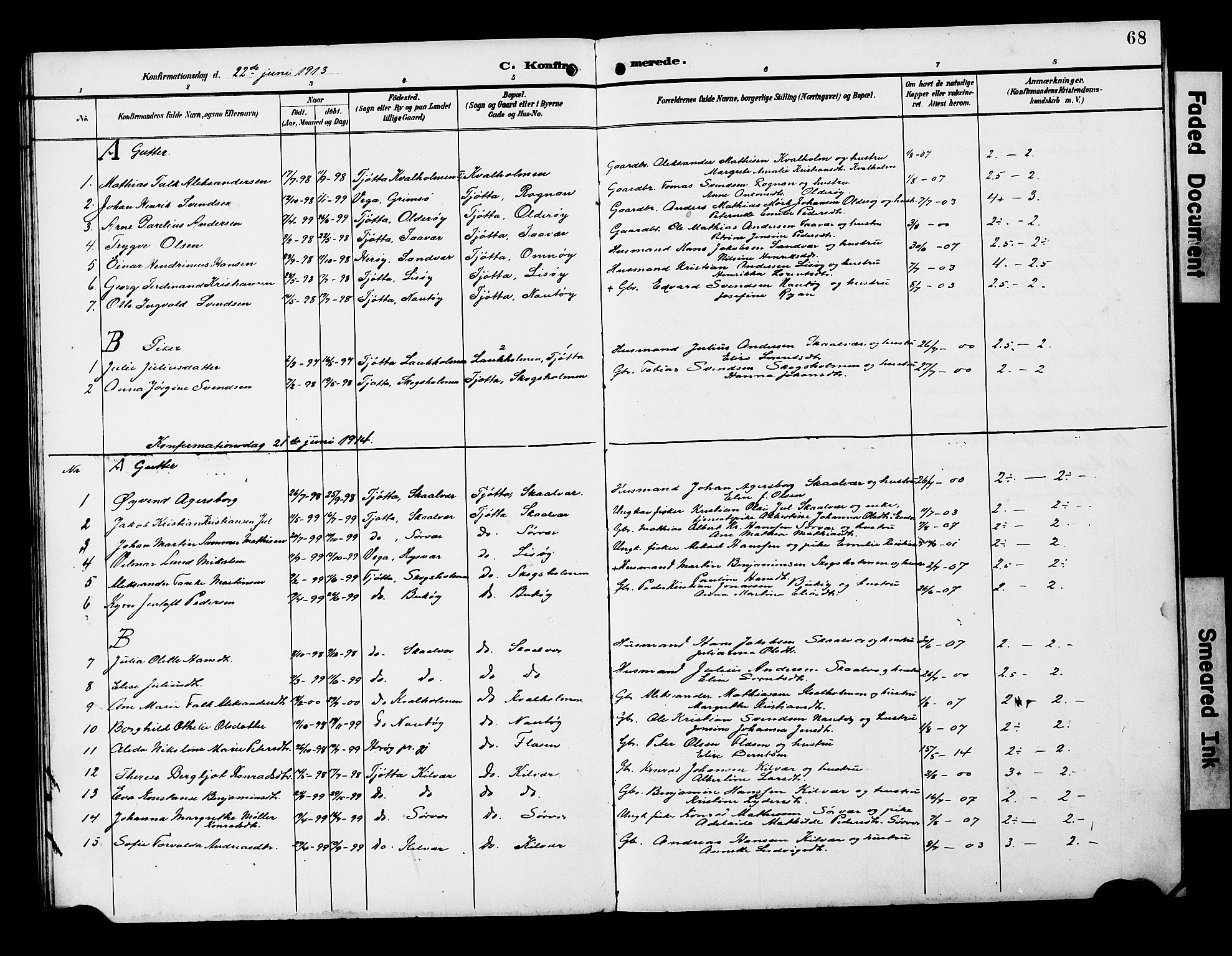 Ministerialprotokoller, klokkerbøker og fødselsregistre - Nordland, SAT/A-1459/818/L0273: Parish register (copy) no. 818C01, 1893-1928, p. 68